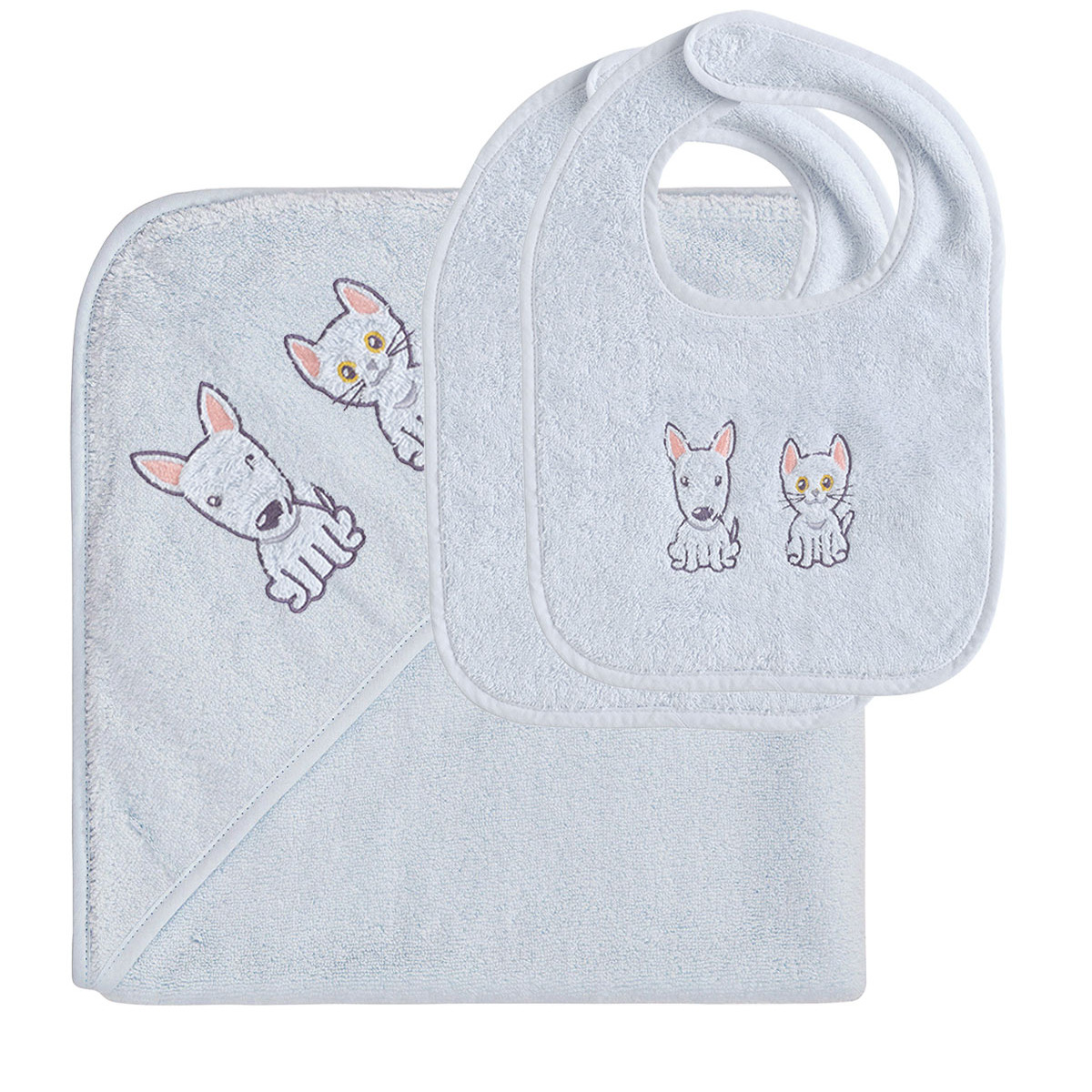 Ensemble bébé cape de bain + 2 bavoirs RUSTY & OLLY nuage, SENSEI MAISON