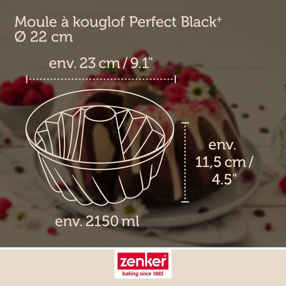 Moule à kouglof 22 cm PERFECTBACK+ noir, ZENKER