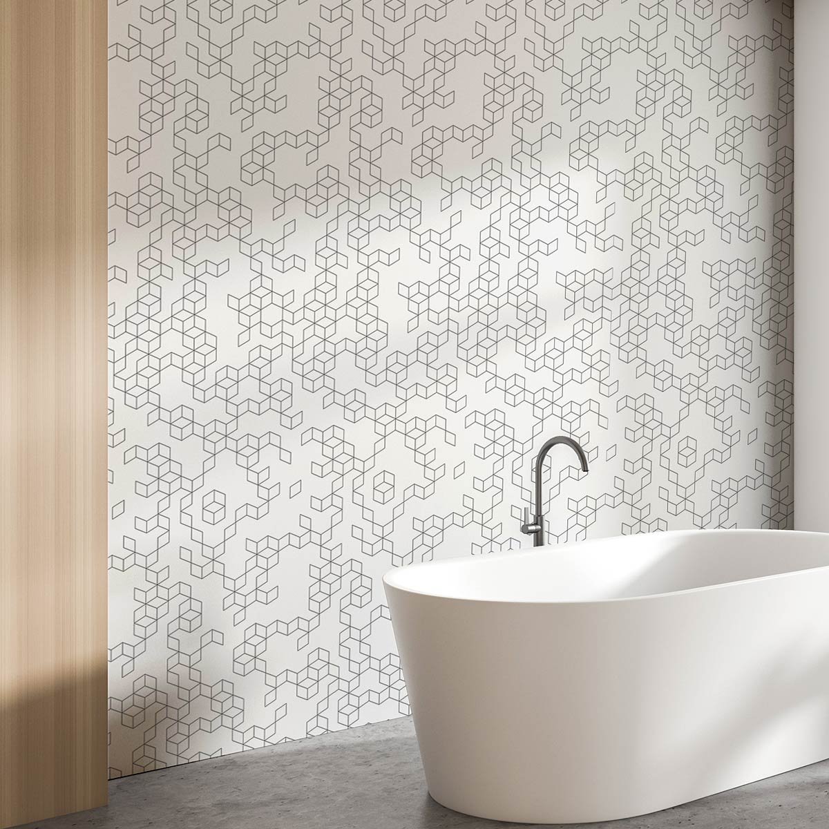 Papier peint carré blanc intissé, HEXOA