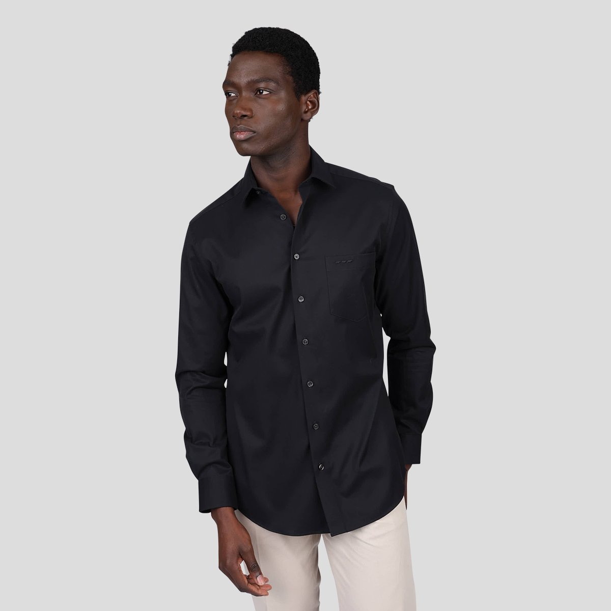 Chemise unie easy care noir, MISE AU GREEN
