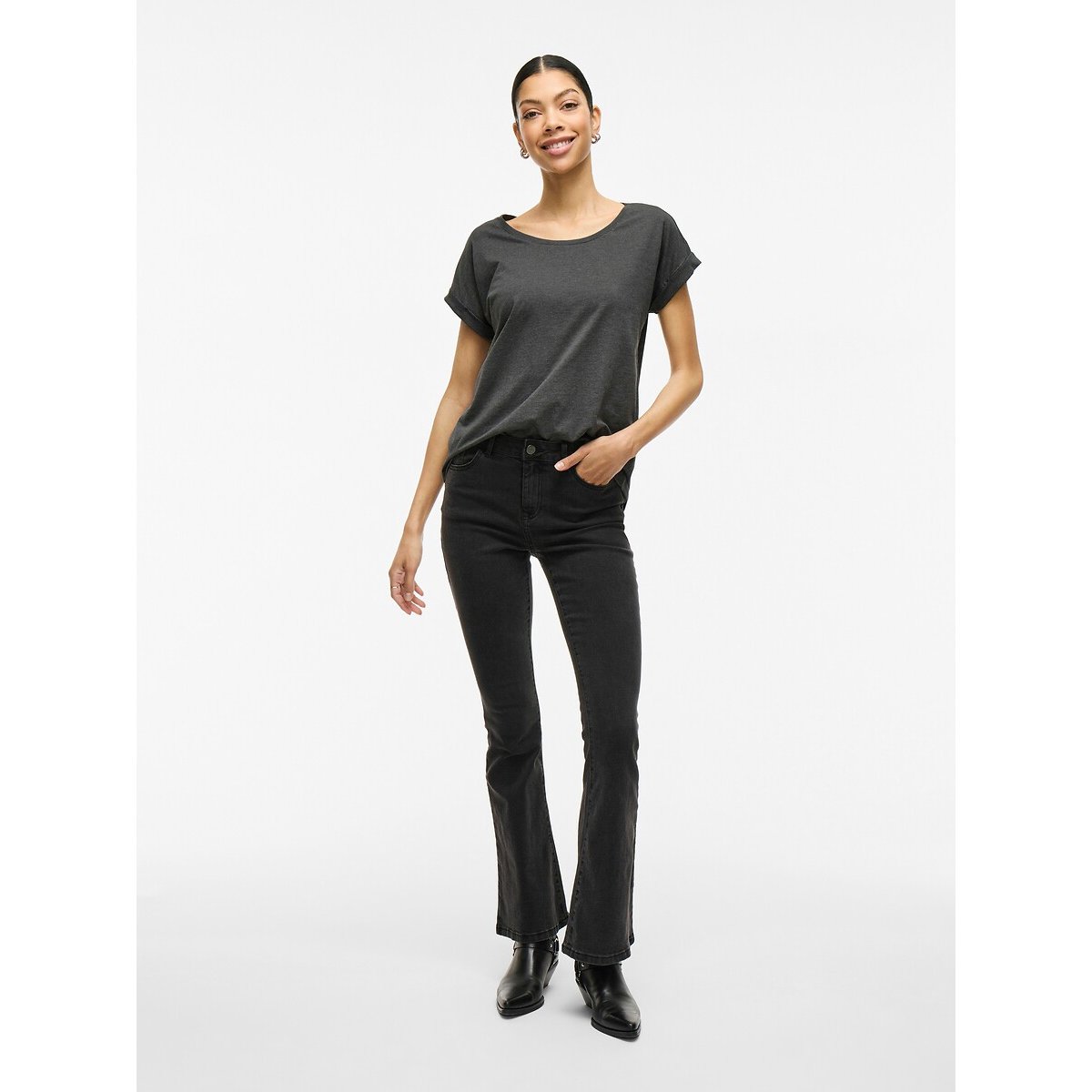 T-shirt en jersey gris moyen, VILA