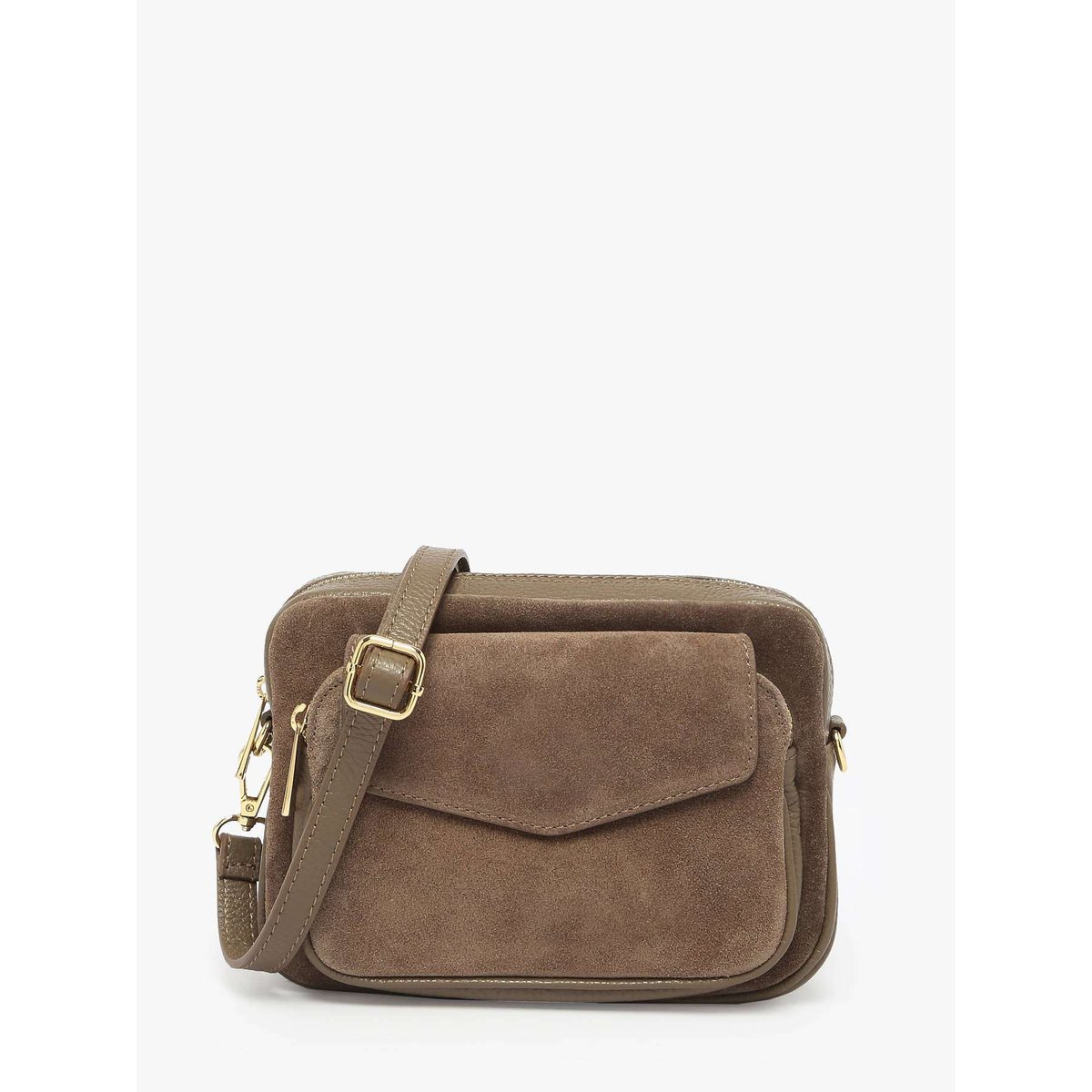 Sac bandoulière Velvet caviar cuir taupe, MILANO
