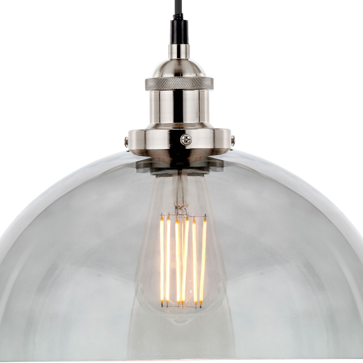 Clementine Glass Dome Pendant in Silver smoky glass, SO'HOME