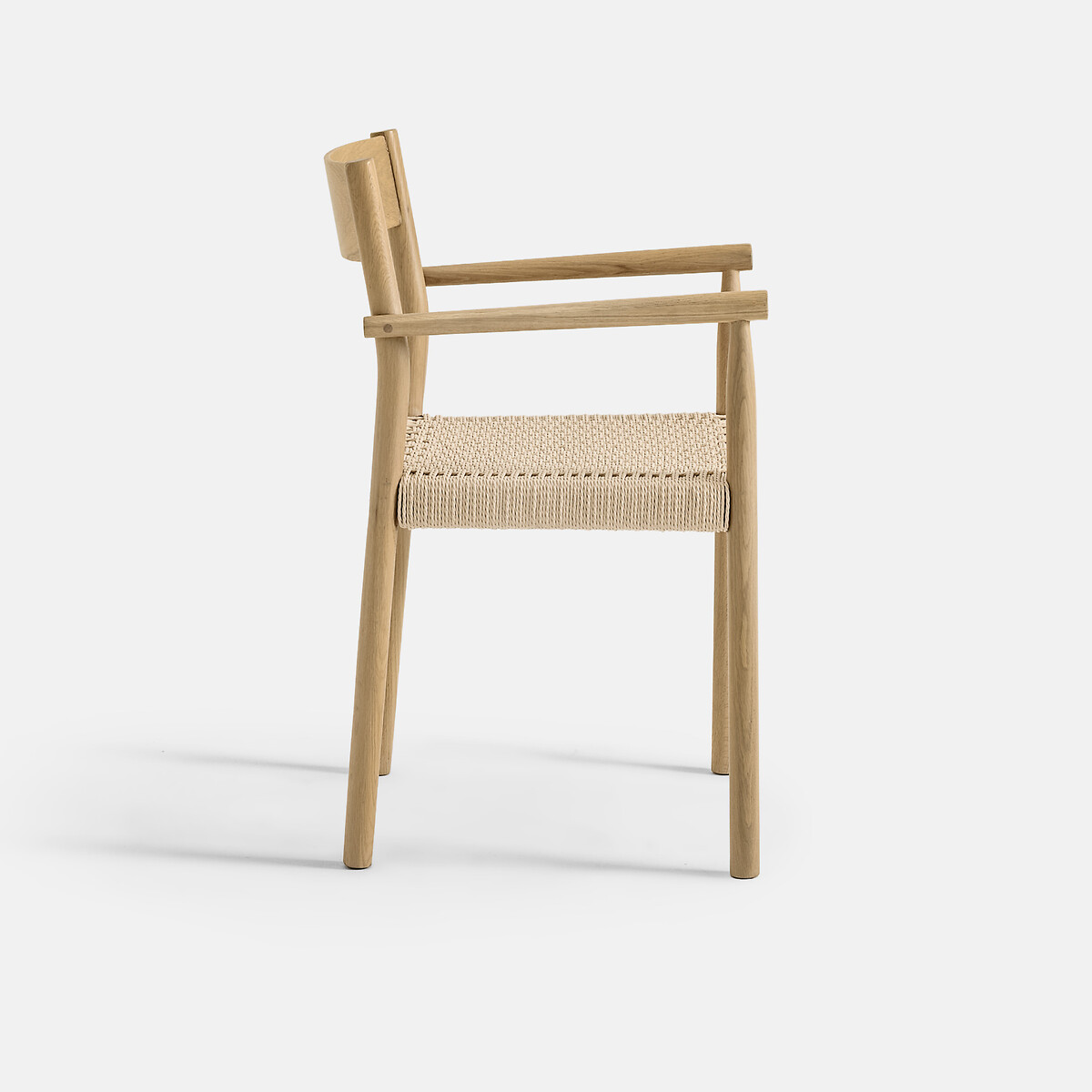 Silla de comedor de roble y chapa con efecto madera blanqueada y cuerda trenzada, TAGA natural, LA REDOUTE INTERIEURS