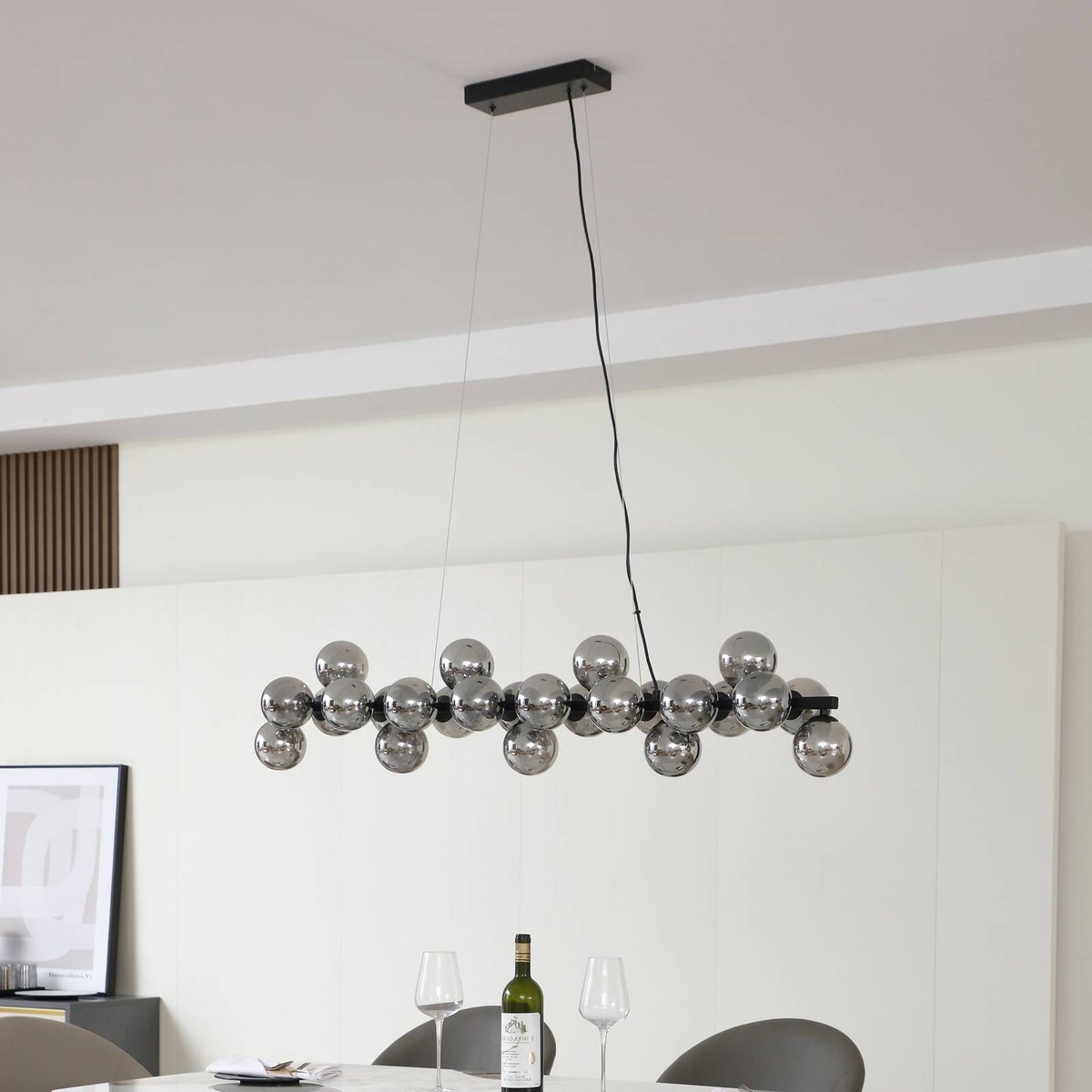 Suspension en métal moderne, Naelen noir, gris fumé, LUCANDE