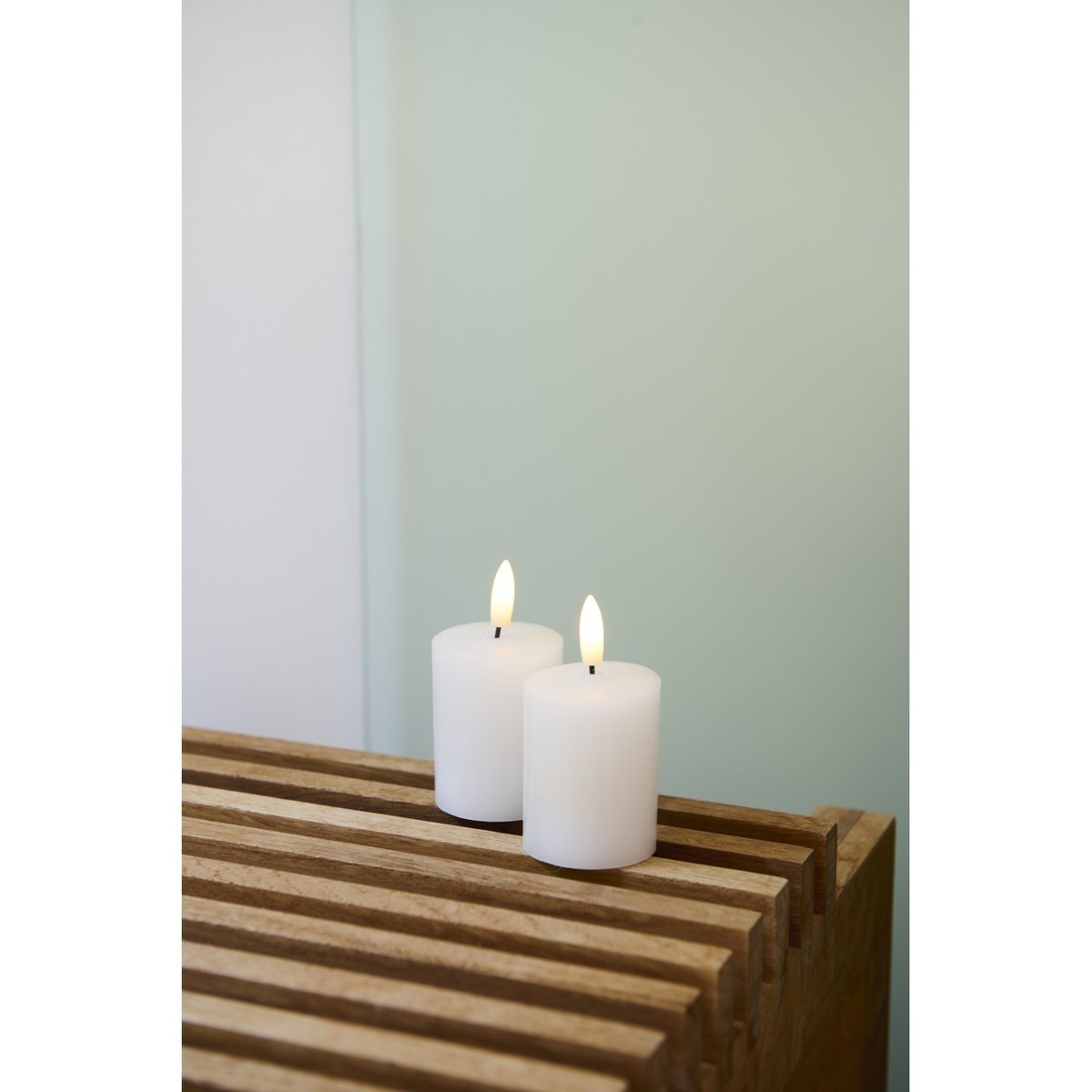 Set de 2 Bougies LED Sille 5 x 6cm à Piles blanche, SIRIUS