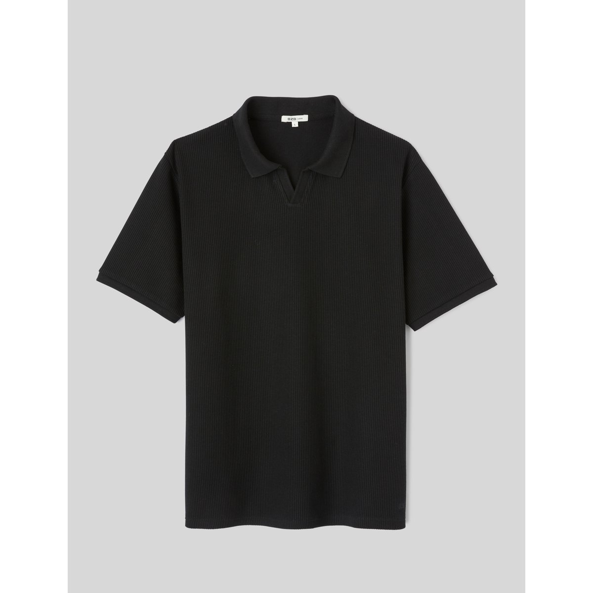 Polo maille côtelée noir, BZB
