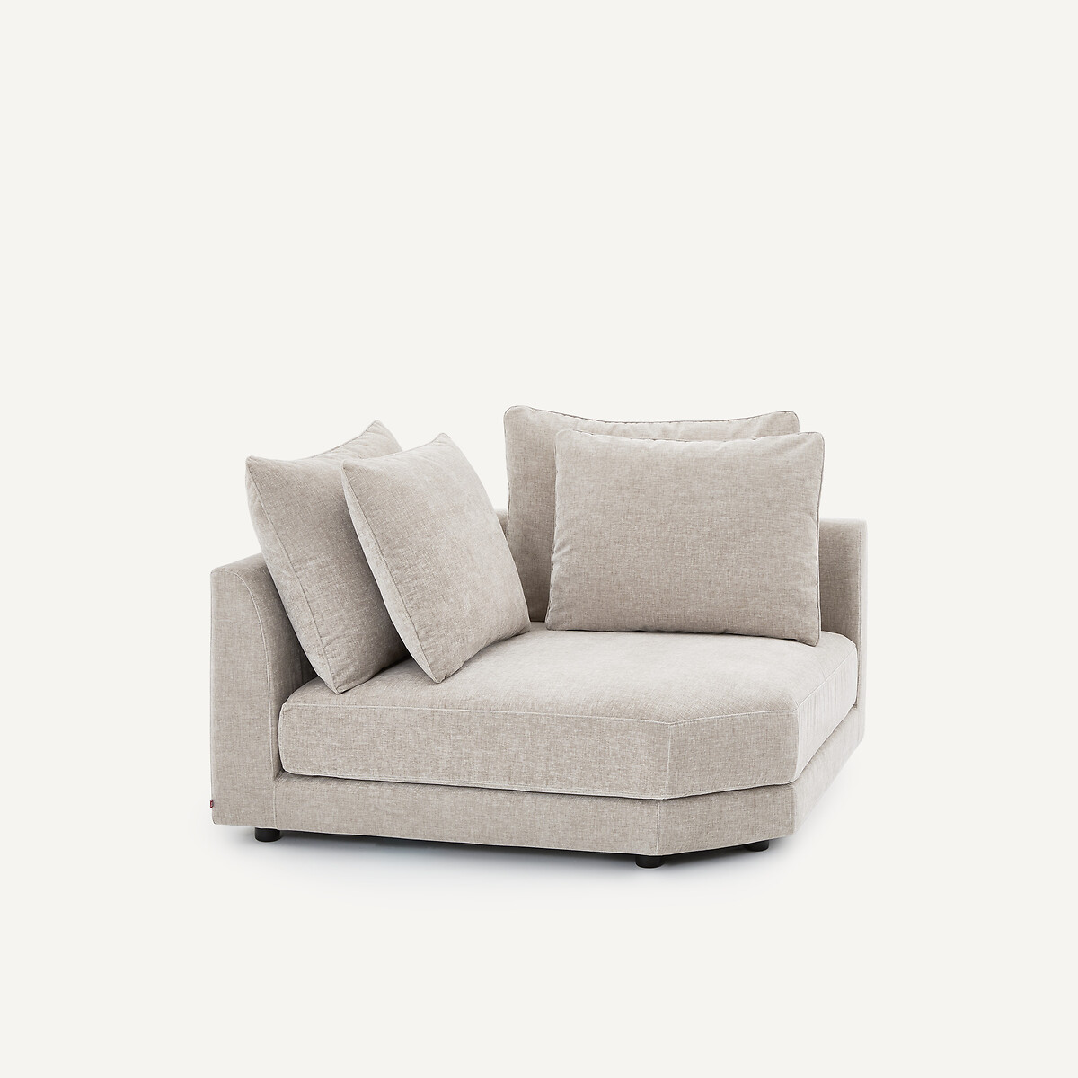 Canapé d'angle modulable en velours chenille, TIBERIO gris clair, AM.PM