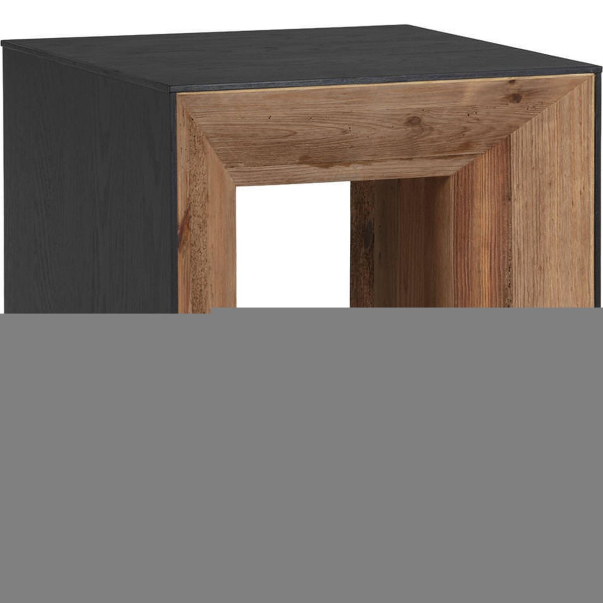 Table d'appoint en pin, Style industriel naturel vieilli et noir, RECOLLECTION