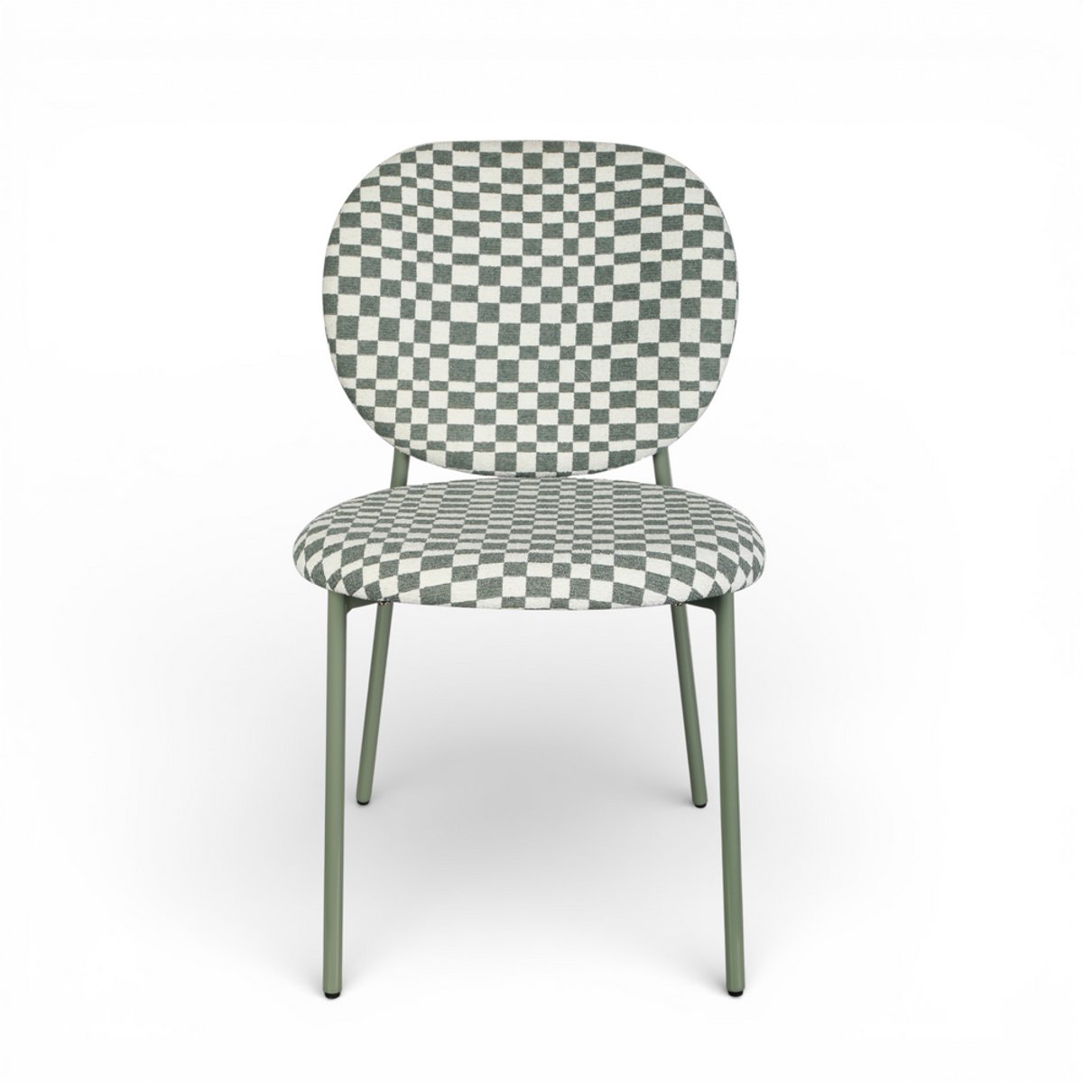 Chaise repas tissu et blanc vert amande, ZAGO