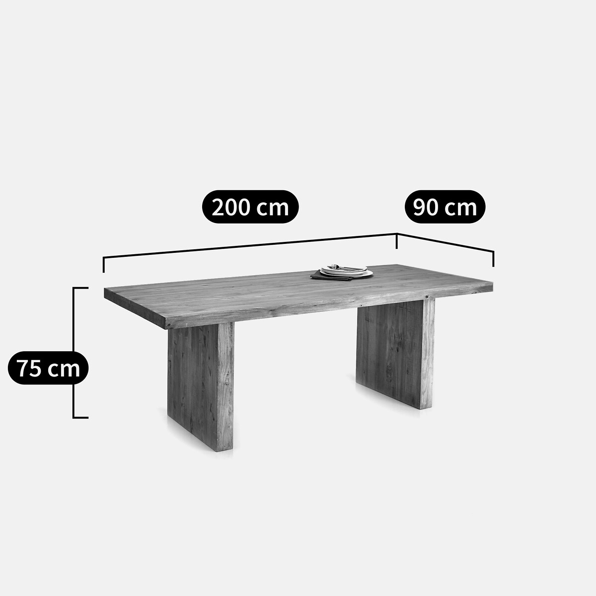 Malio Rectangular 6-8 Seater Dining Table in Solid Pine polished pine, LA REDOUTE INTERIEURS