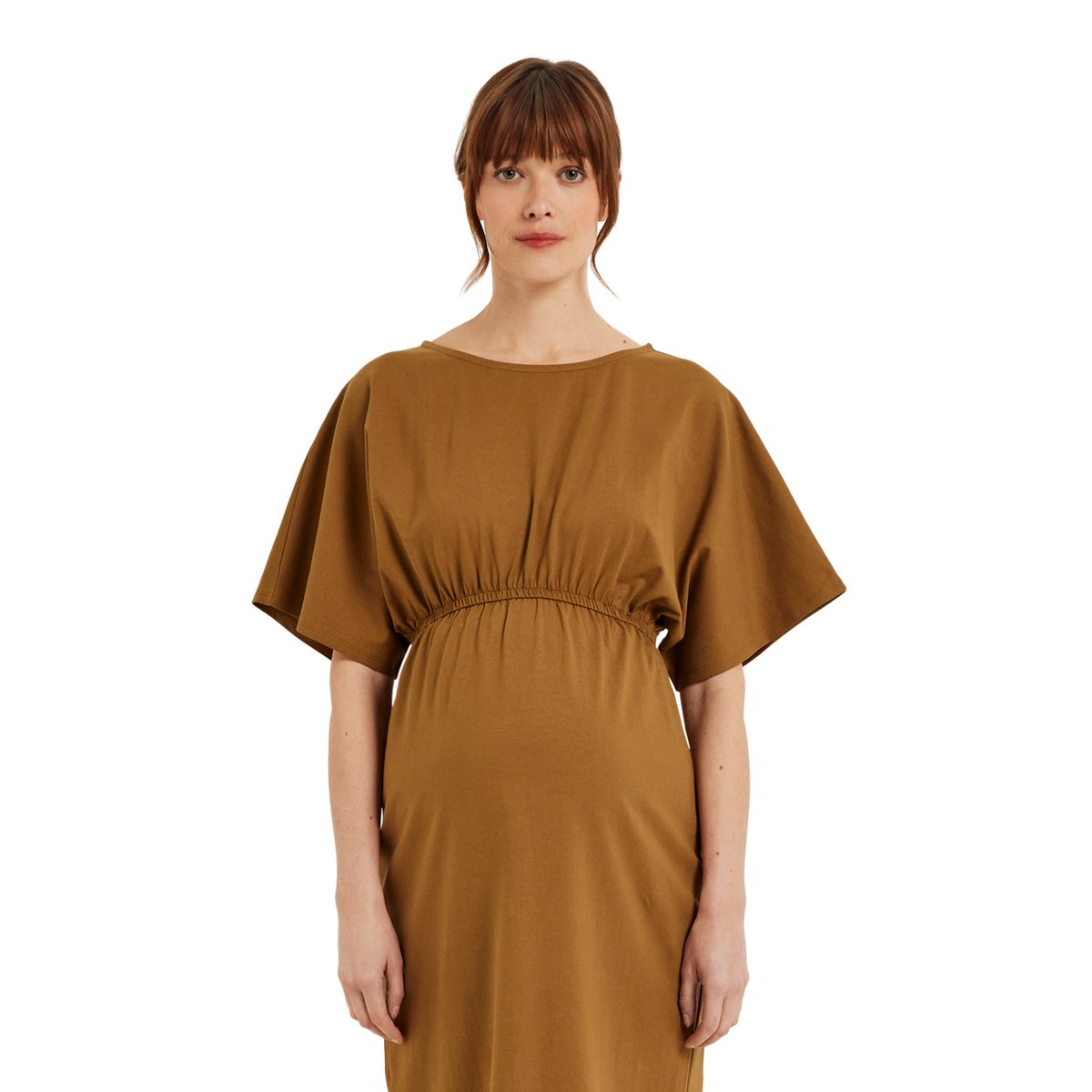 Robe longue de grossesse en jersey lourd coton bio* olive, VERTBAUDET