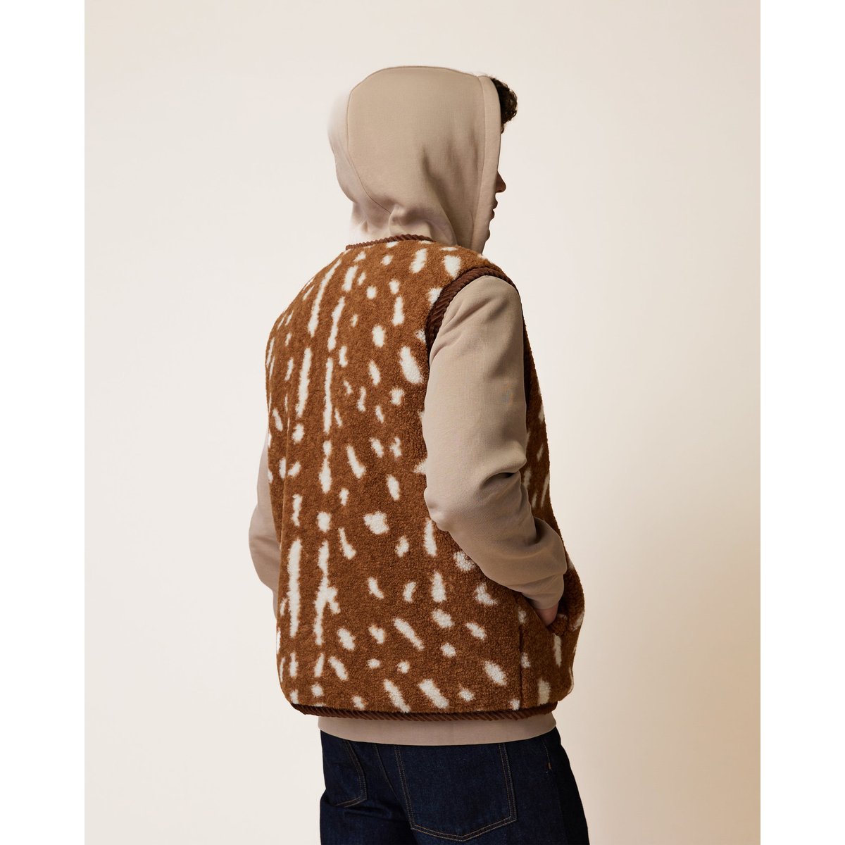 Veste en sherpa camel et écru, FAGUO