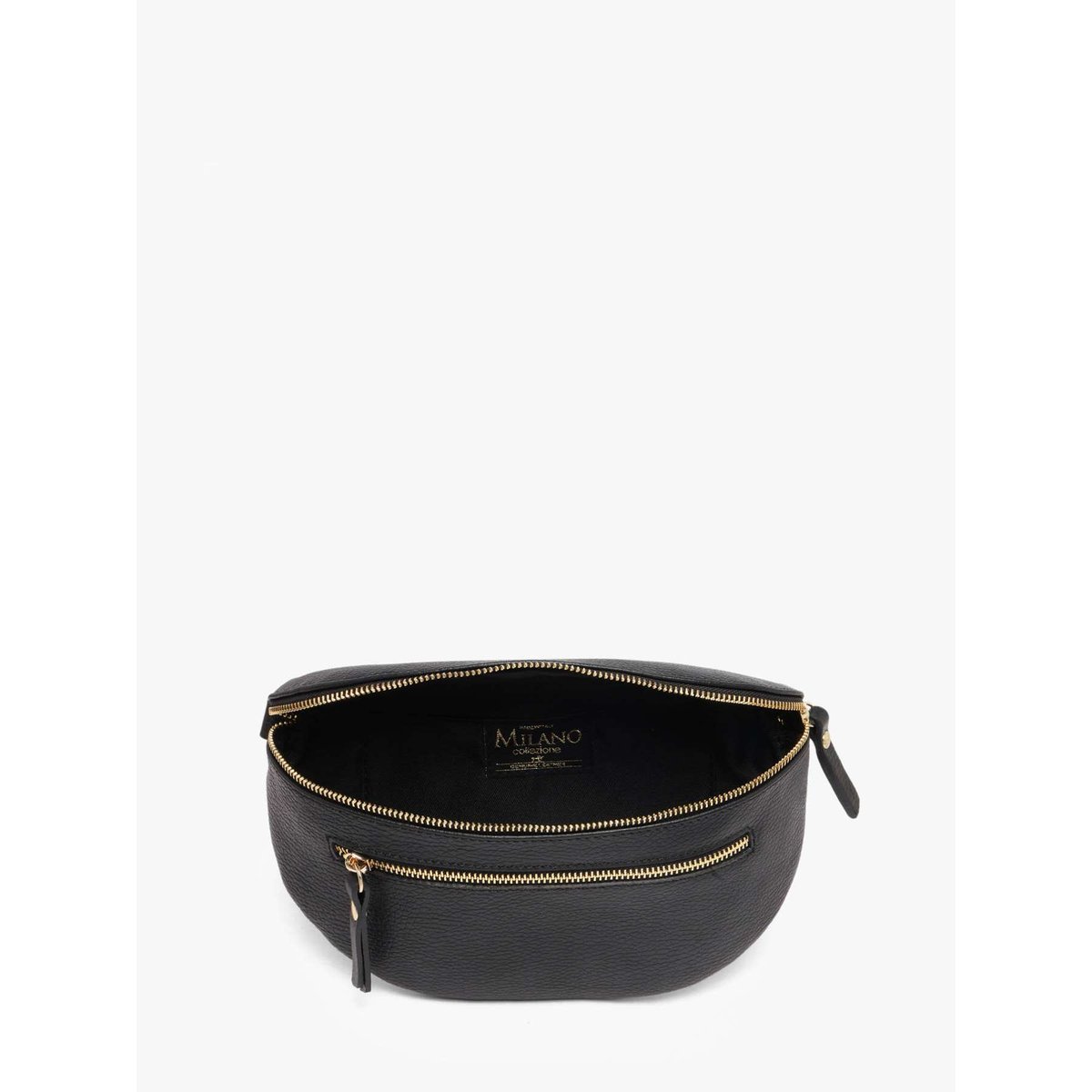 Sac banane cuir nero, MILANO