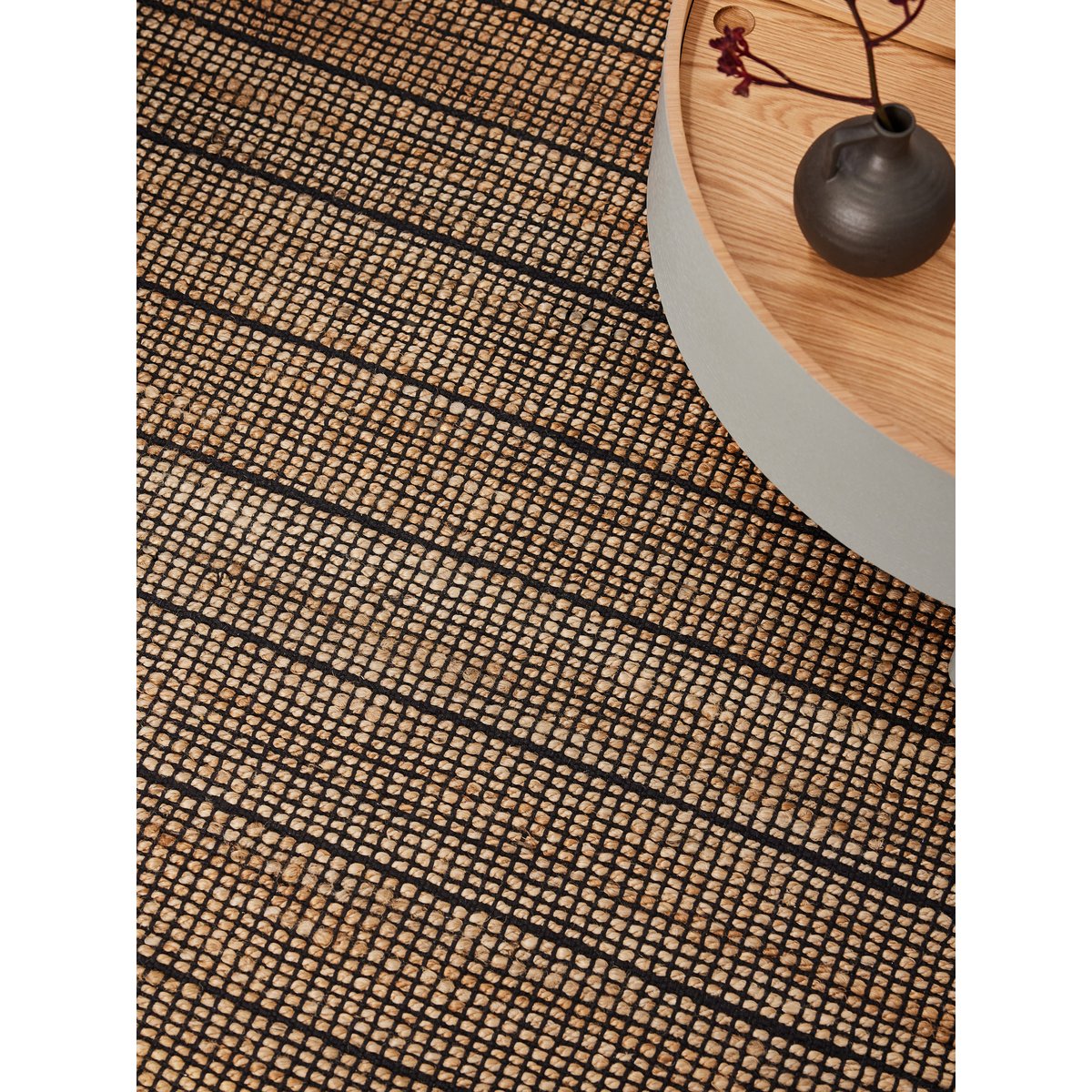 Tapis de salon et chambre en jute BANDY noir, NOVATREND
