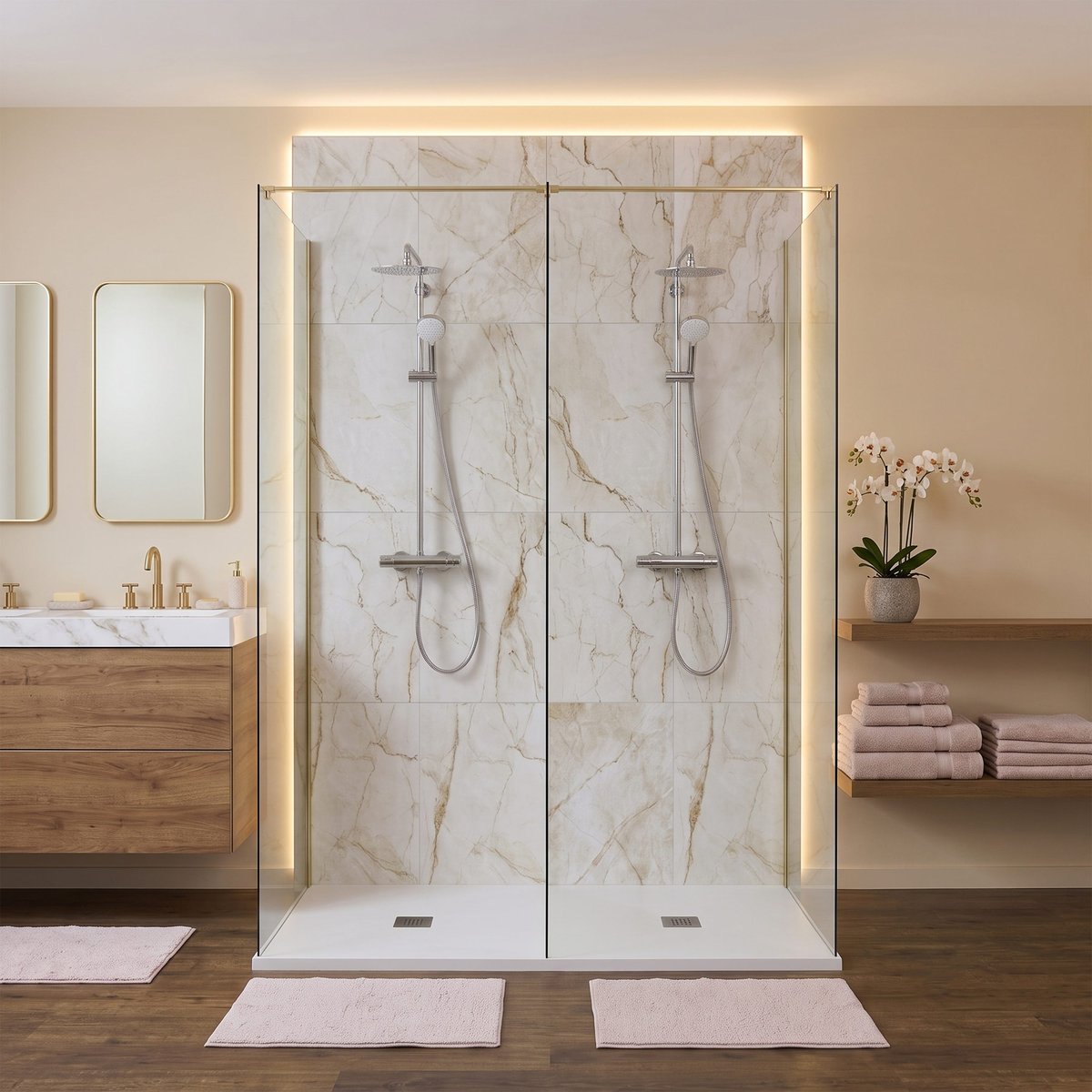Lot de 2 colonnes de douche thermostatique, ICONE chrome, SENSEA