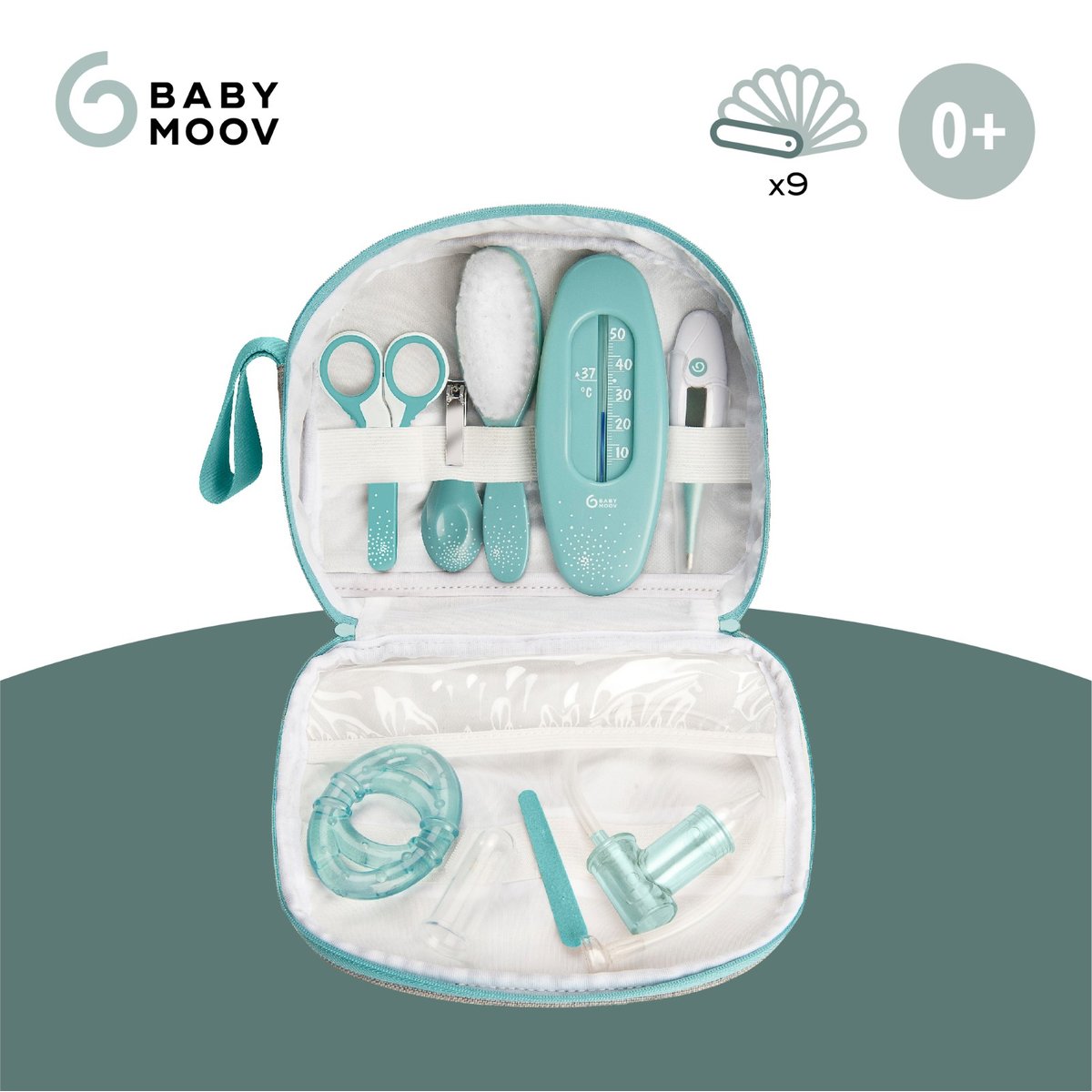 Trousse de soin bébé avec 9 accessoires Aqua bleu, BABYMOOV