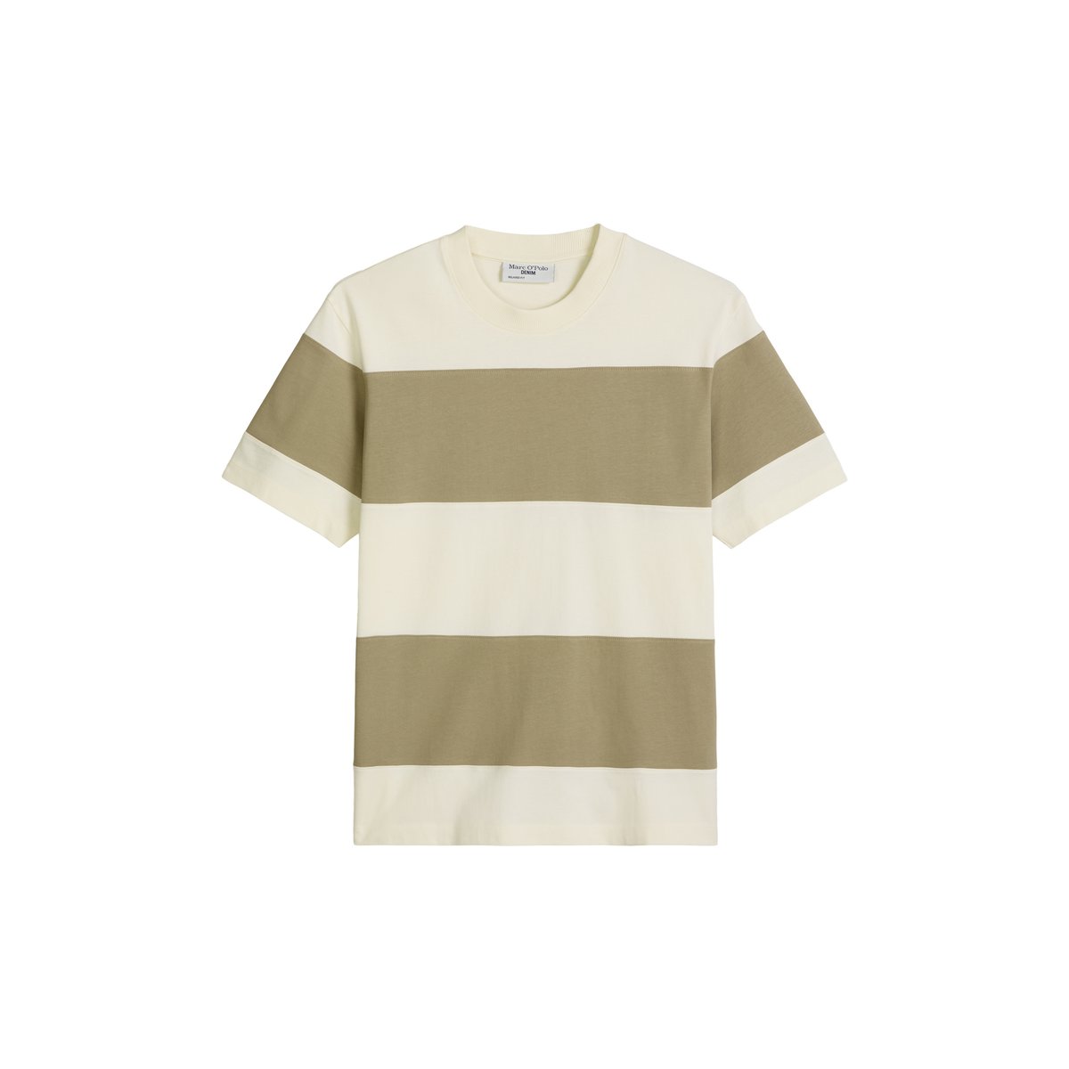 T-shirt relaxed avec des rayures en bloc cut-&-sew marron, MARC O’POLO DENIM