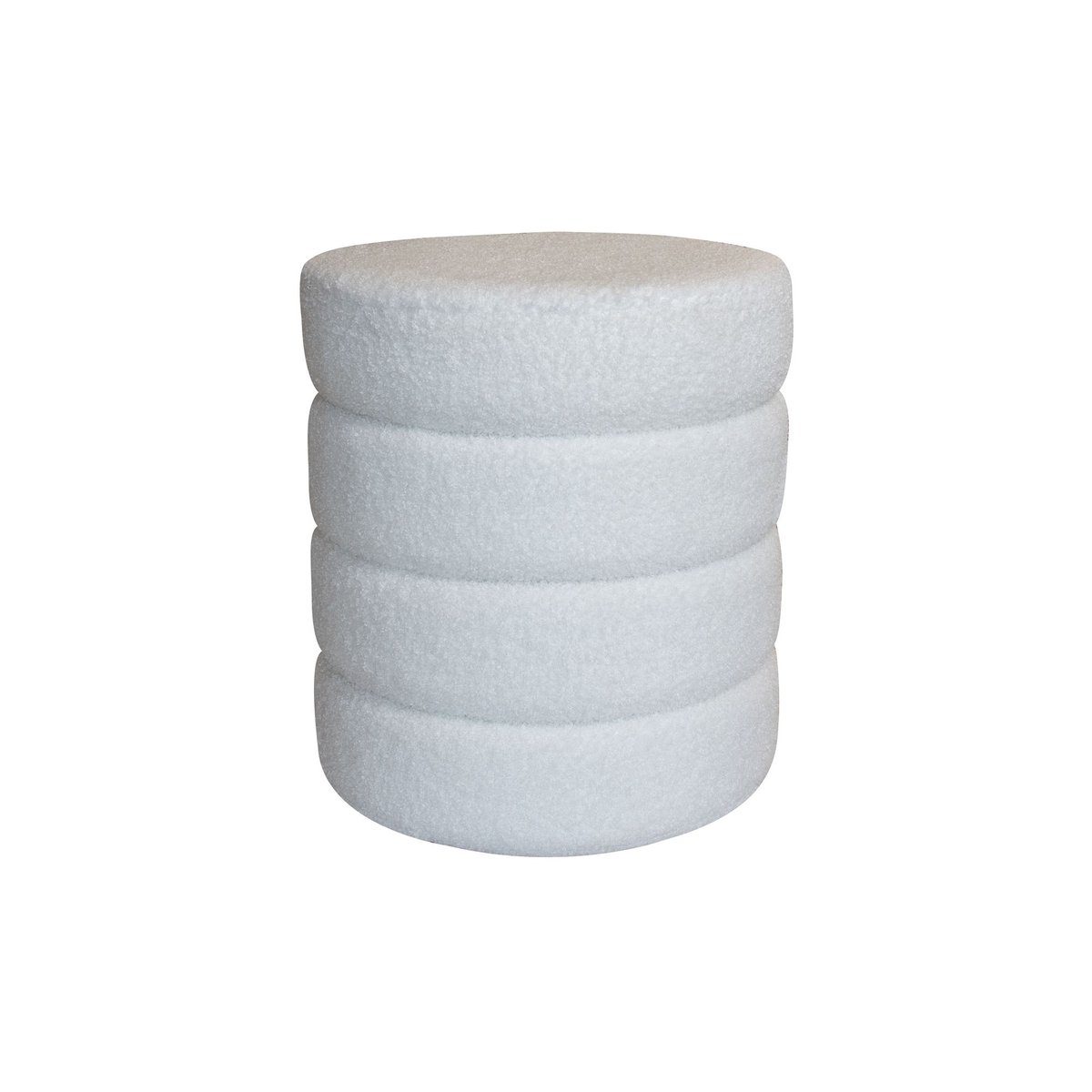 Pouf en tissu teddy et structure en bois, MALO blanc, NOW'S HOME