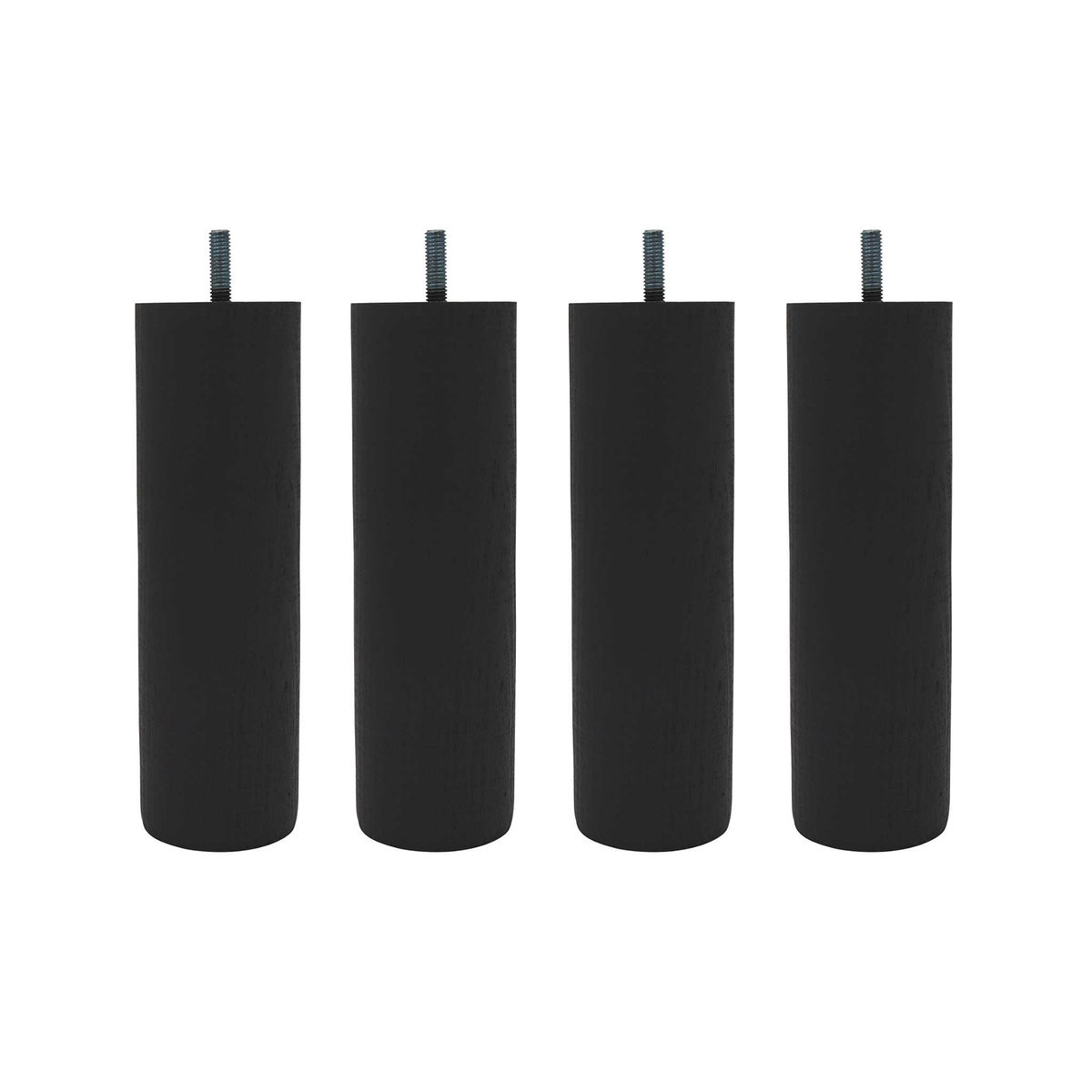 Pied cylindrique bois (lot de 4) anthracite, SOMEO
