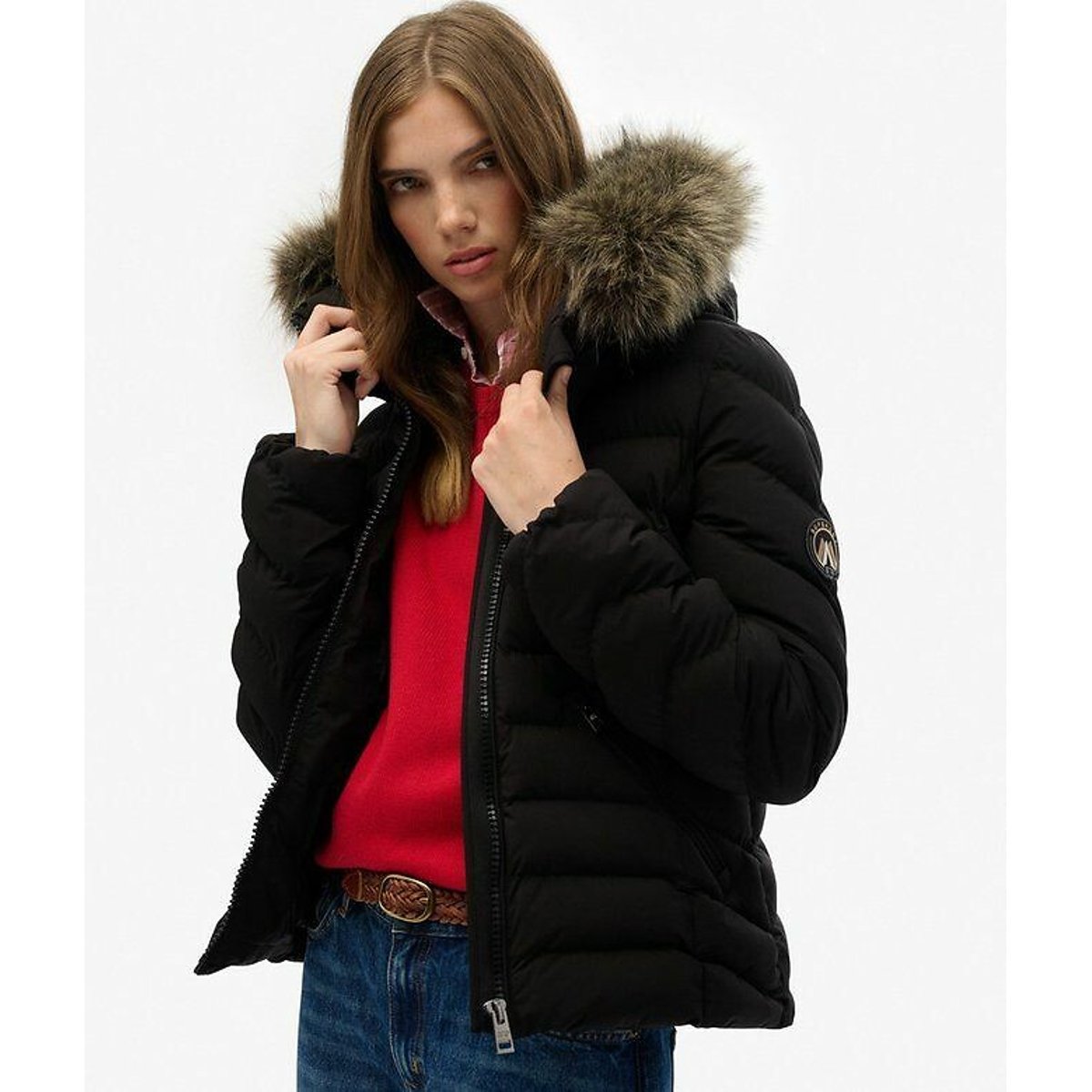 Hooded Padded Jacket black, SUPERDRY