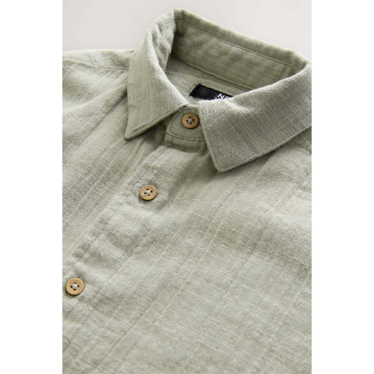 Pyjama texturé à manches courtes 100 % coton tissu double vert kaki, NEXT