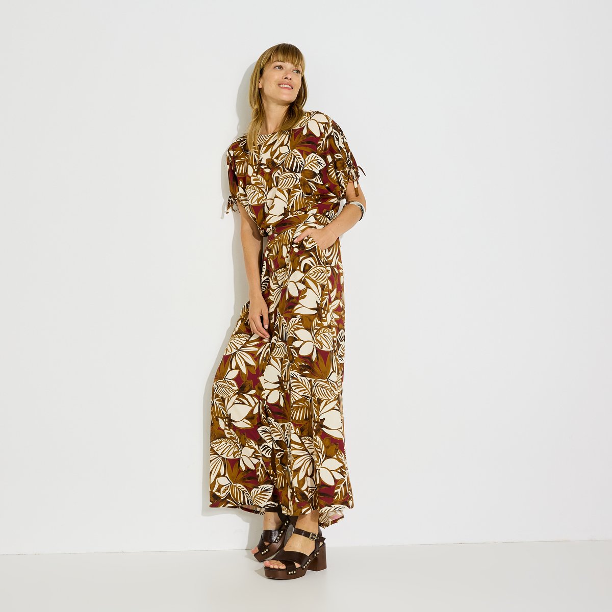 Blouse fluide imprimé tropical vert kaki, GRAIN DE MALICE