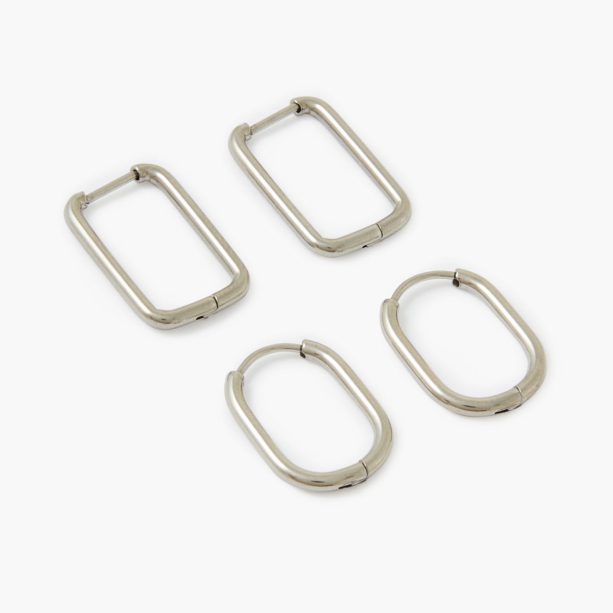 Set de 2 paires de créoles acier inoxydable argenté argenté, BALABOOSTE