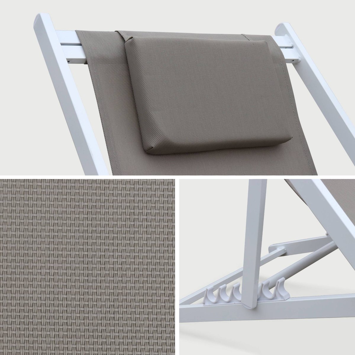 Bain de soleil aluminium multi positions (lot de 2) GAIA taupe, SWEEEK
