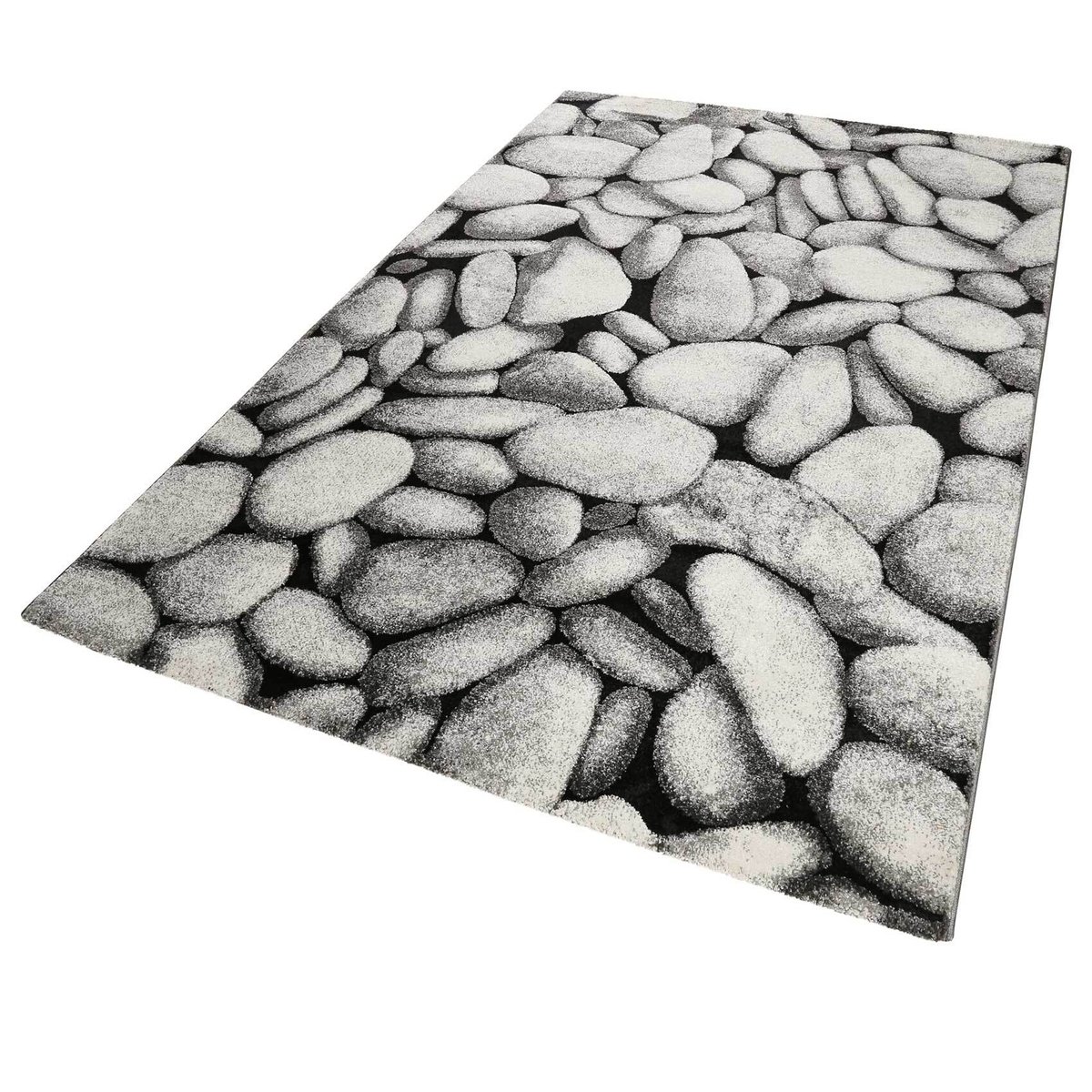 Tapis velours ras motif galets , STONY ISLAND gris, WECON HOME