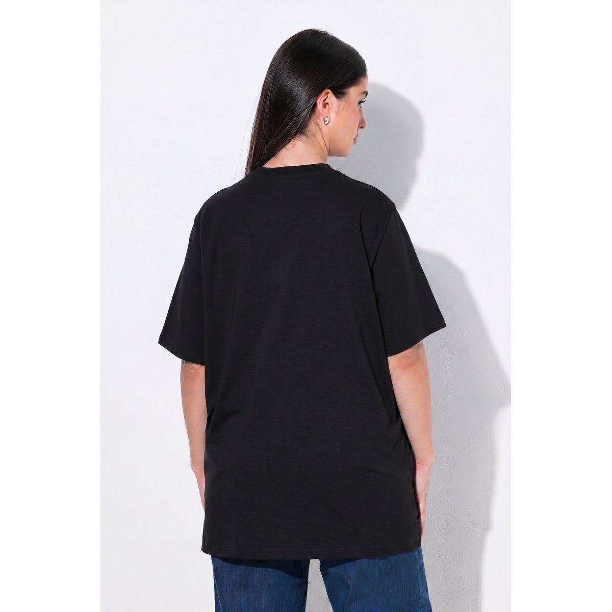 T-shirt col montant, manches courtes noir, ULLA POPKEN