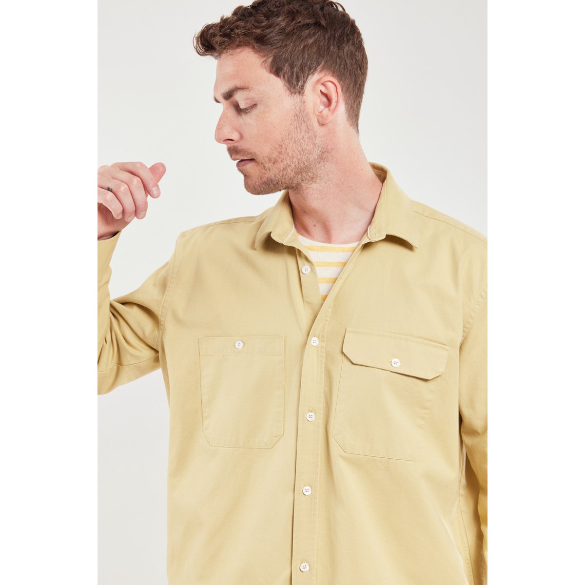 Surchemise en coton pale olive, ARMOR-LUX