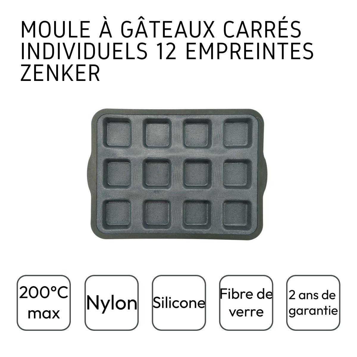 Moule à gâteaux 12 carrés noir, ZENKER