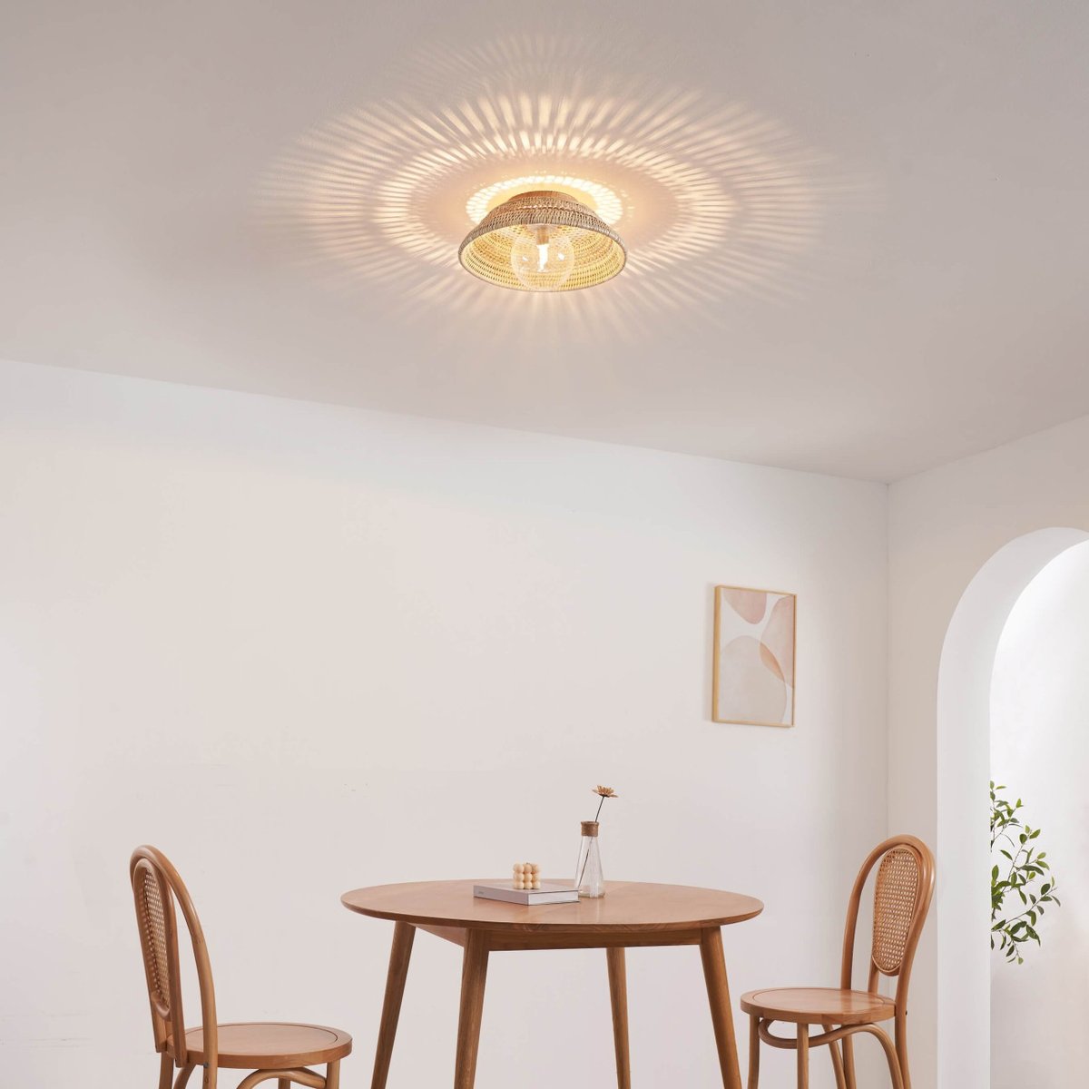 Applique rotin tressé ronde - SELERINA beige, KOSILUM