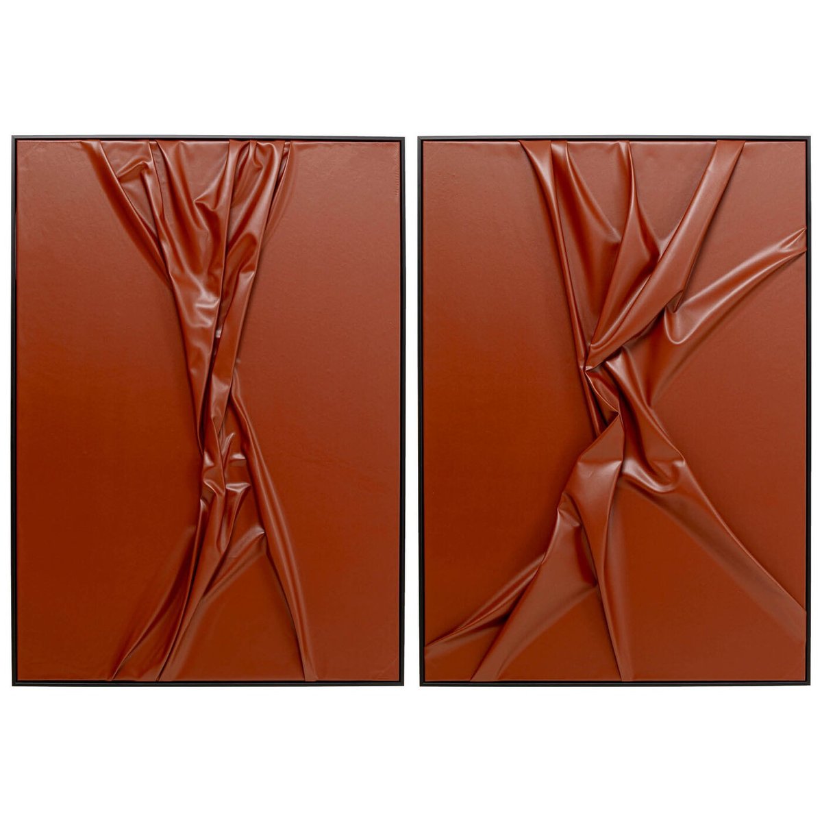 Lot de 2 tableaux en papier froissé, CRINCLE marron, KARE DESIGN