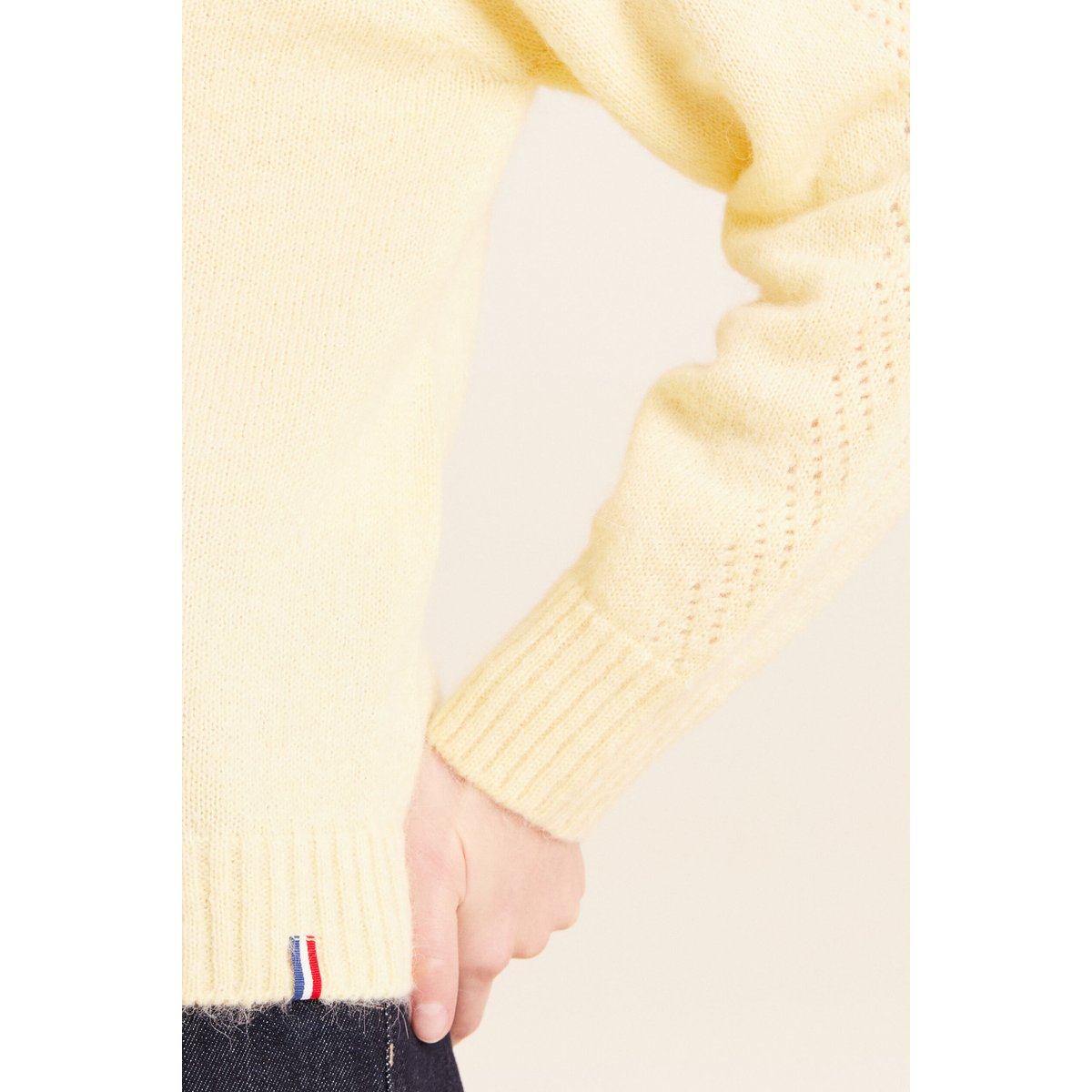 Gilet manches longues col rond jaune pastel, BREAL