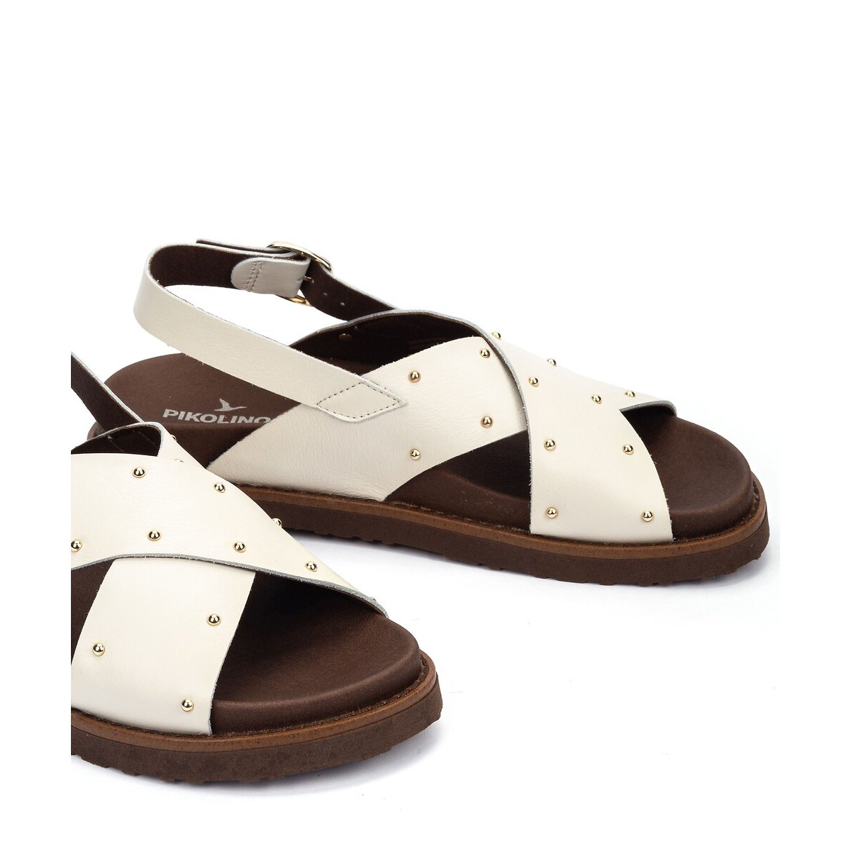 Sandales croisées en cuir Aitana blanc, PIKOLINOS