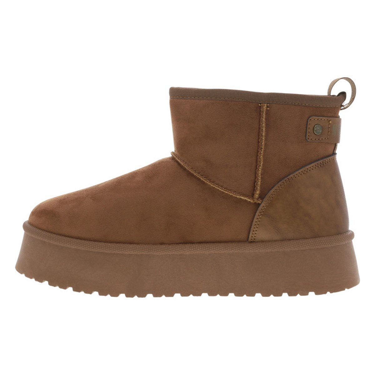 Boots noires à talon plateau et à slip-on avec l'intérieur en fausse marron, MUSTANG