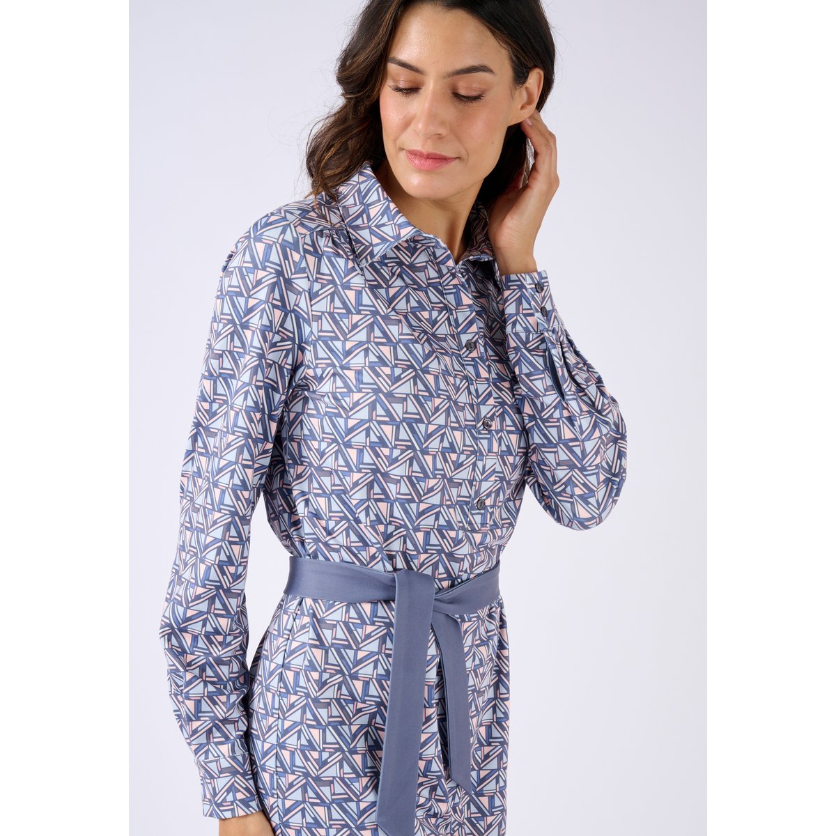 Robe maille chaude bleu graphique, DAMART