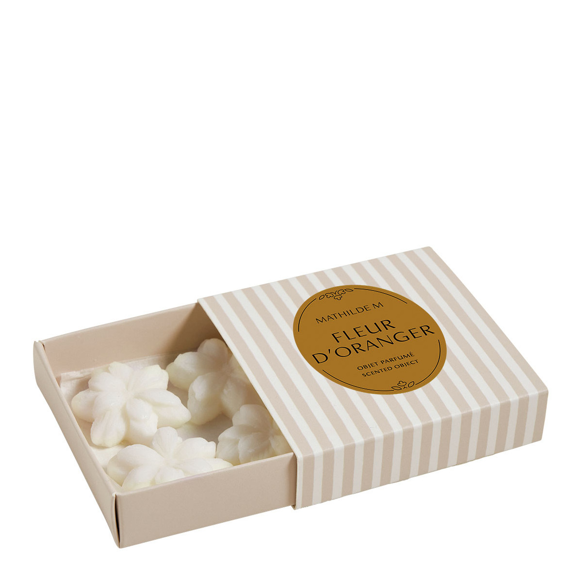 Coffret de 4 décors fondants en cire parfumée - FLEUR D'ORANGER blanc, MATHILDE M