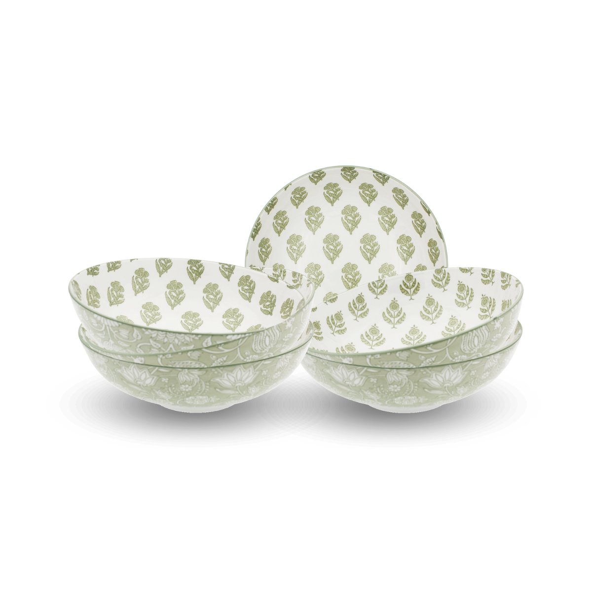 Lot de 6 assiettes creuses, SOLIMAN vert, ARTIME