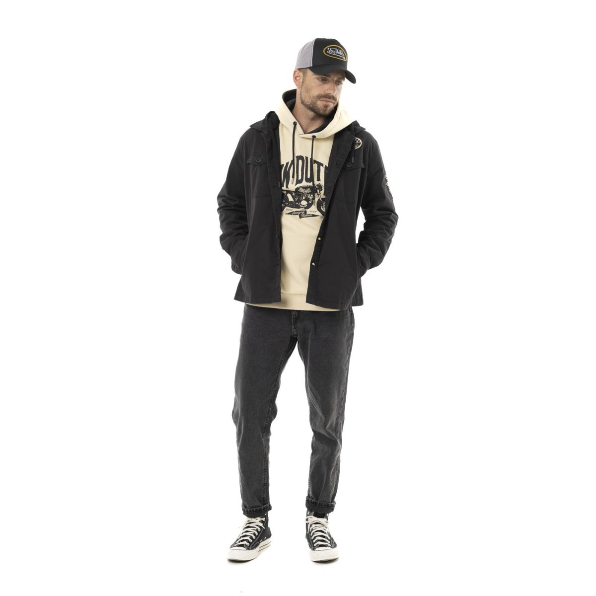 Veste coton RITUAL noir/blanc/jaune, VON DUTCH
