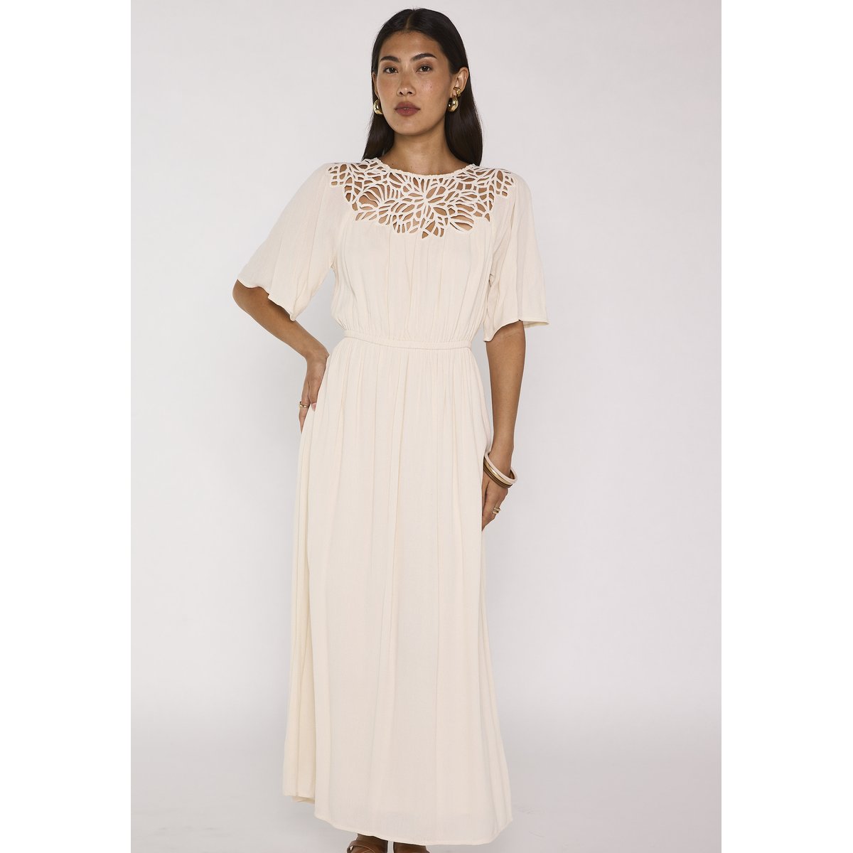 Robe fluide à dentelles PERFECT ecru, Maison 123