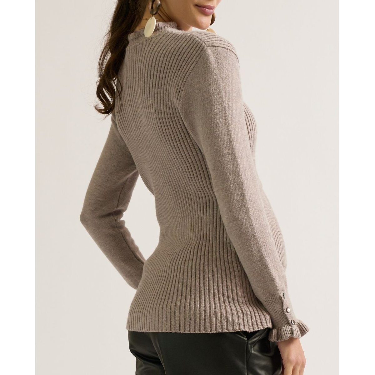 Pull de grossesse et allaitement Dorothée taupe, CACHE COEUR