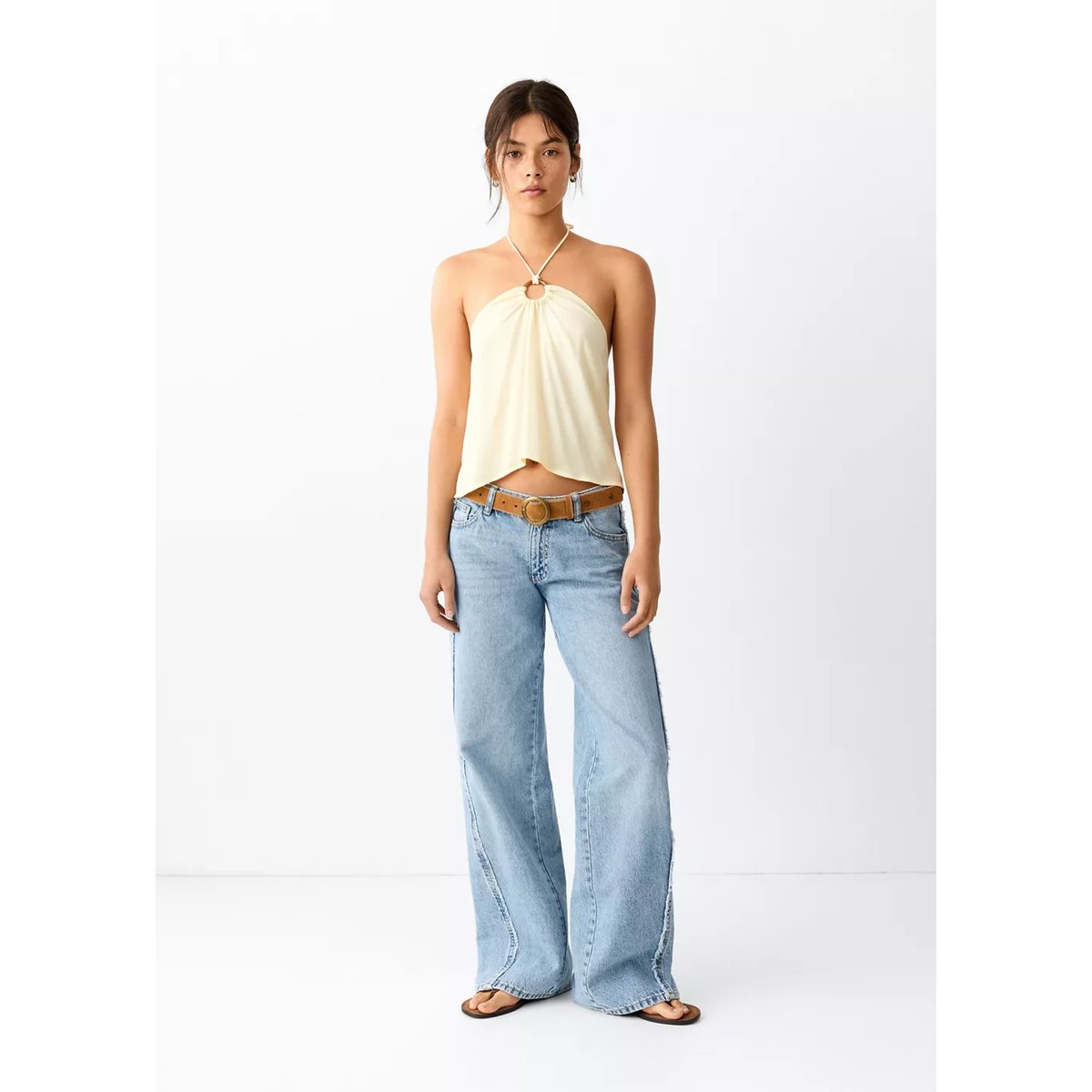 Jean low waist wide leg bleu moyen, MANGO TEEN