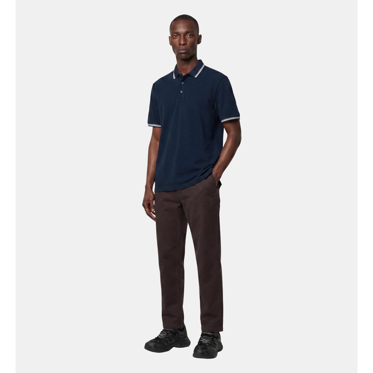 Polo droit tolobas coton bleu marine, GALERIES LAFAYETTE