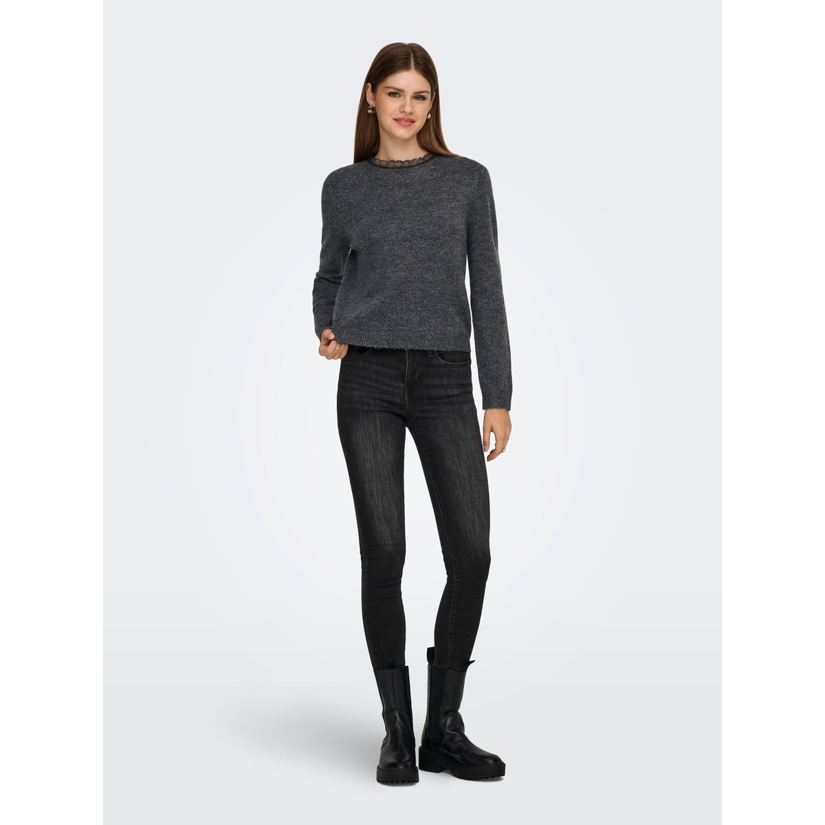 Pull En Maille dark grey melange, ONLY
