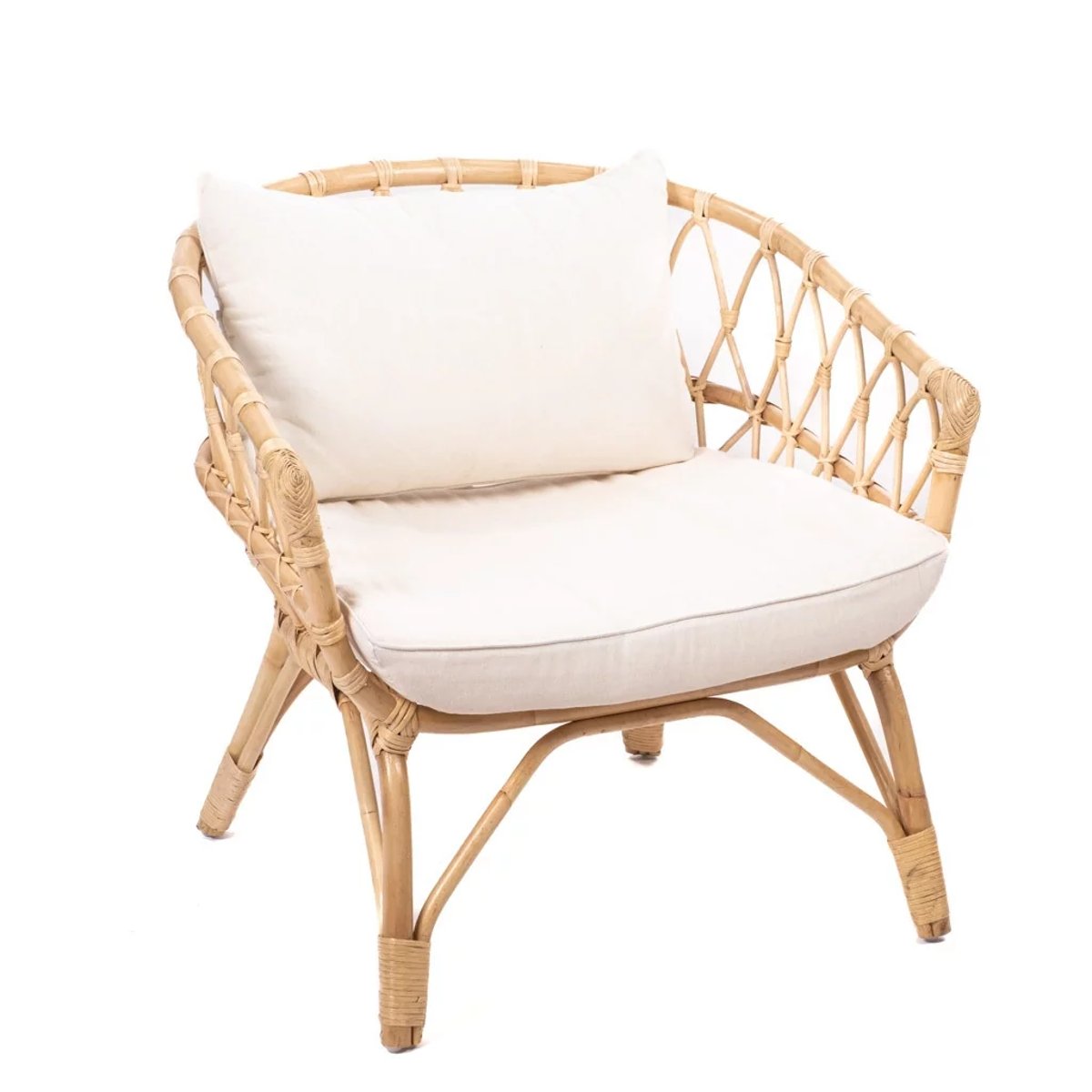 Fauteuil en rotin avec coussin LESKY naturel, HYDILE