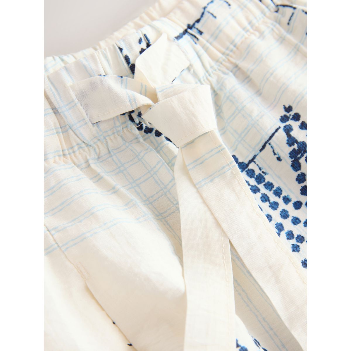Pantalon barrel avec lin imprimé palmier écru/marine, NEXT