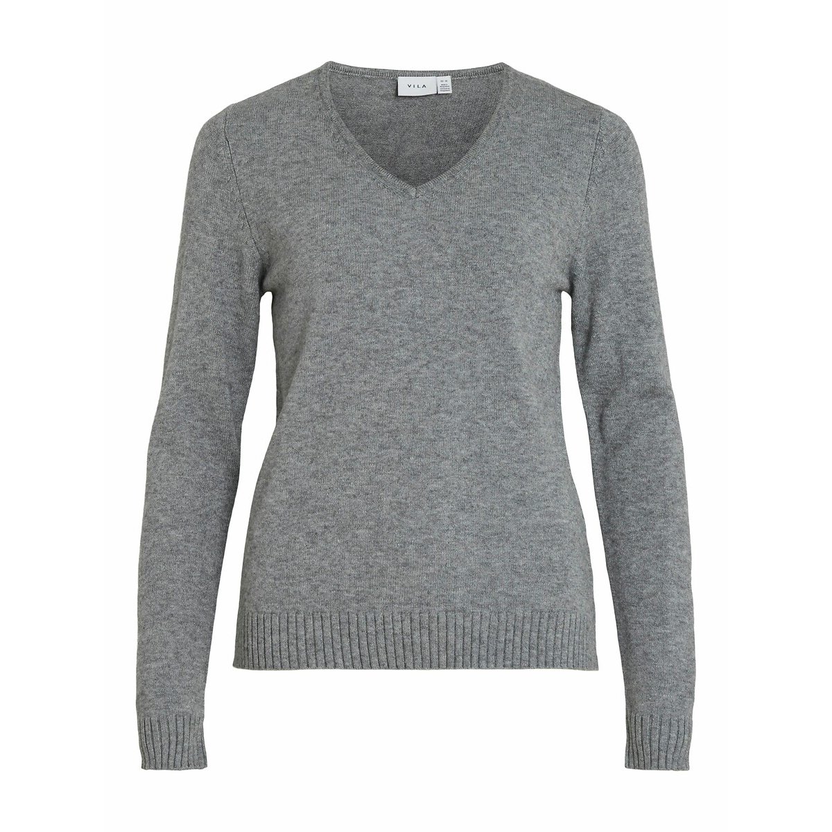 Jersey con cuello de pico de punto fino medium grey, VILA